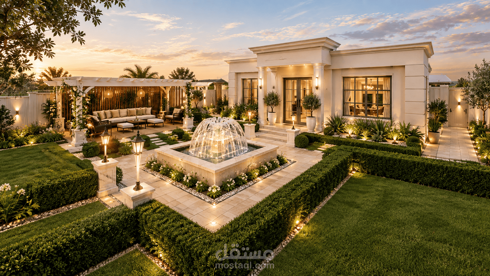 تصميم لاندسكيب لحديقة - تصميم 2D و 3D لاستراحة