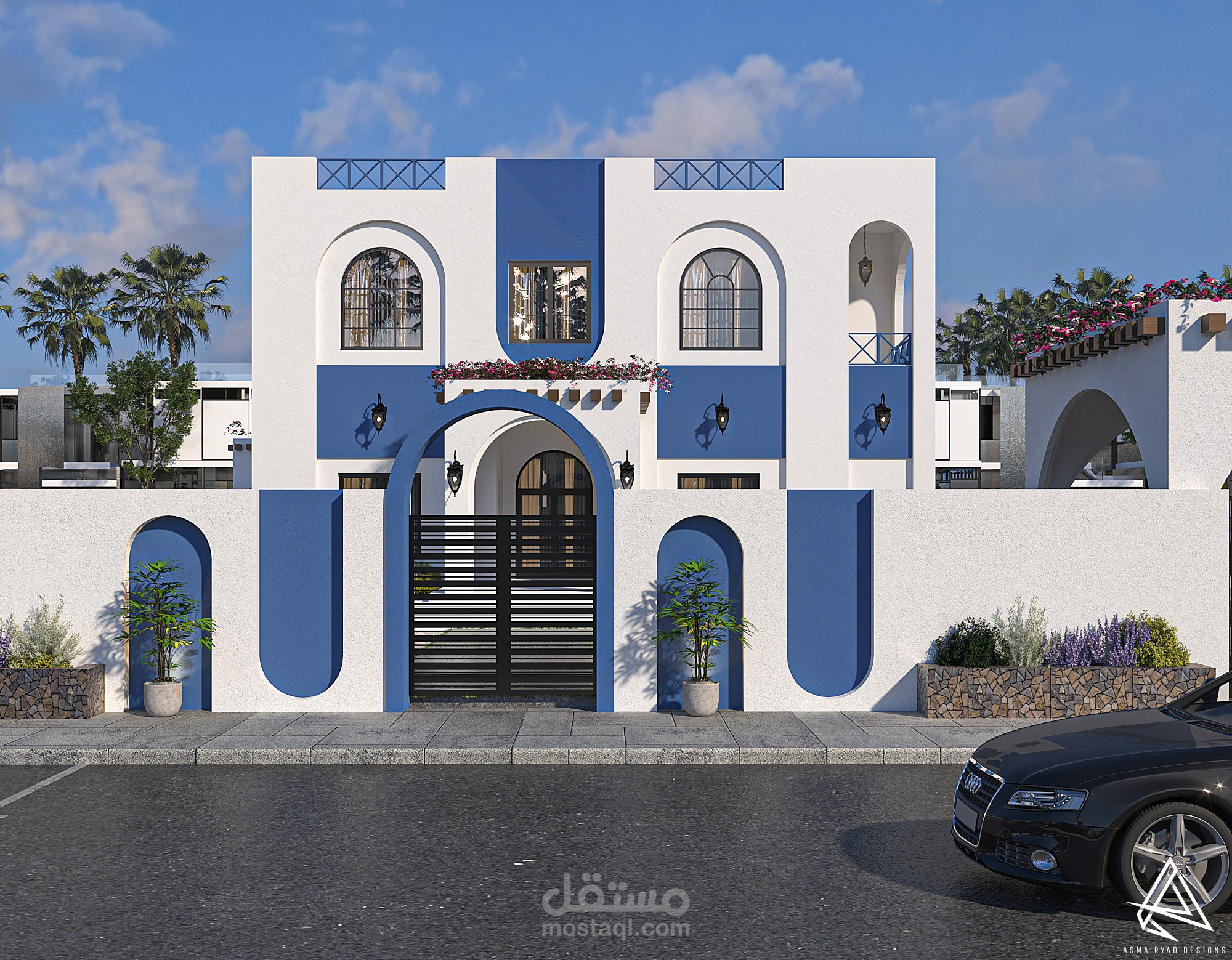 تصميم خارجي لفيلا بالطراز الساحلي