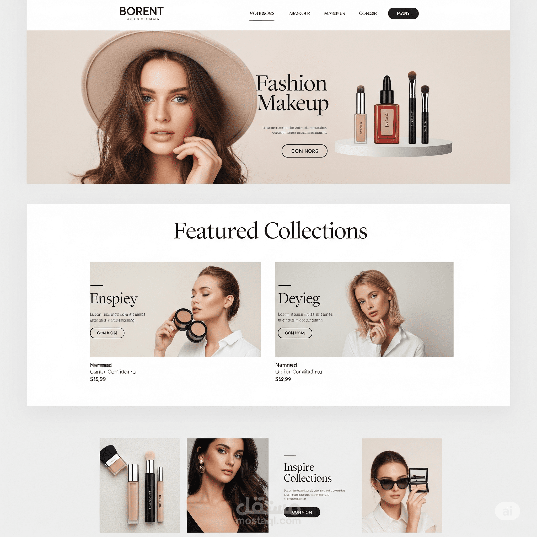 مشروع موقع الكتروني لبراند ملابس ومكياج