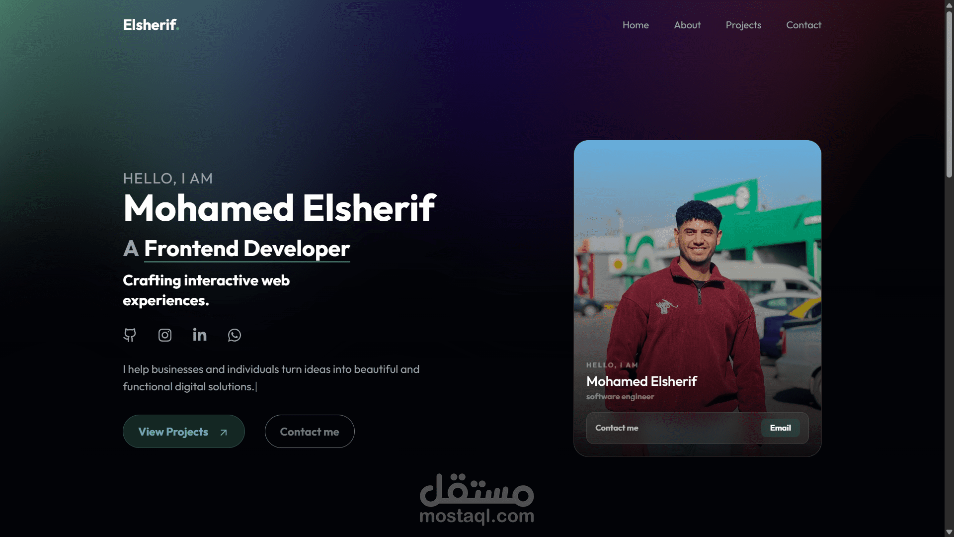 موقع معرض أعمالي الشخصي كمطور واجهات أماميّة - Personal Portfolio Website