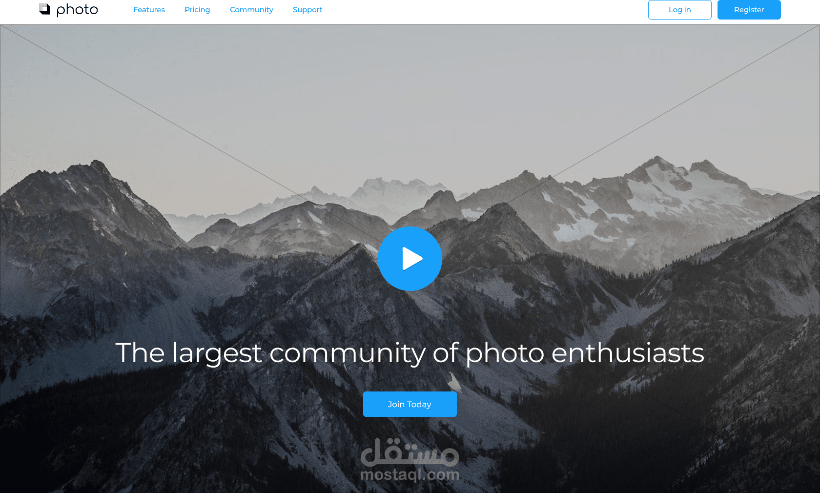 تصميم صفحة هبوط جذابة  لمجتمع عشاق التصوير الفوتوغرافي