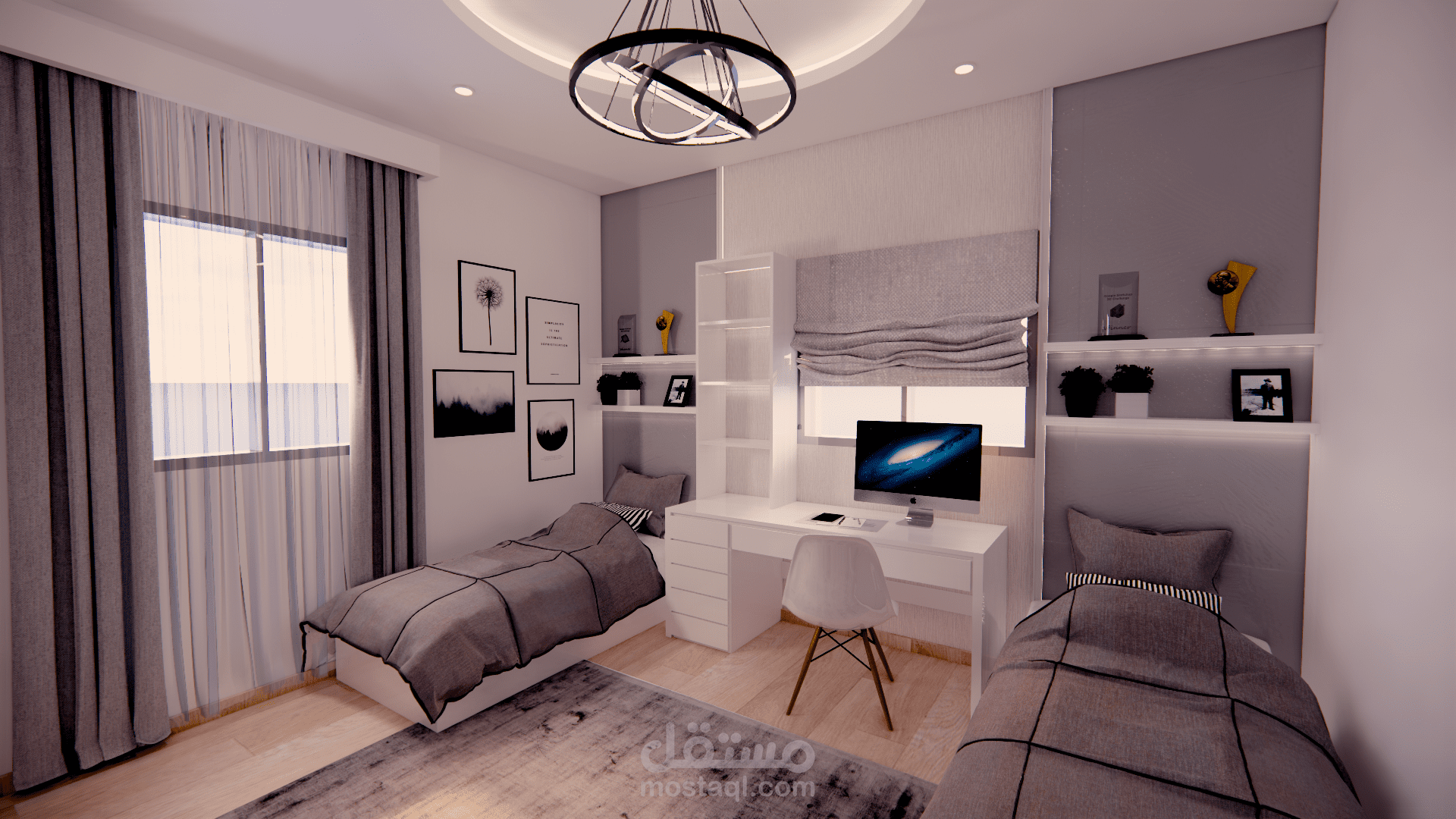 تصميم داخلي لغرفة نوم شباب
