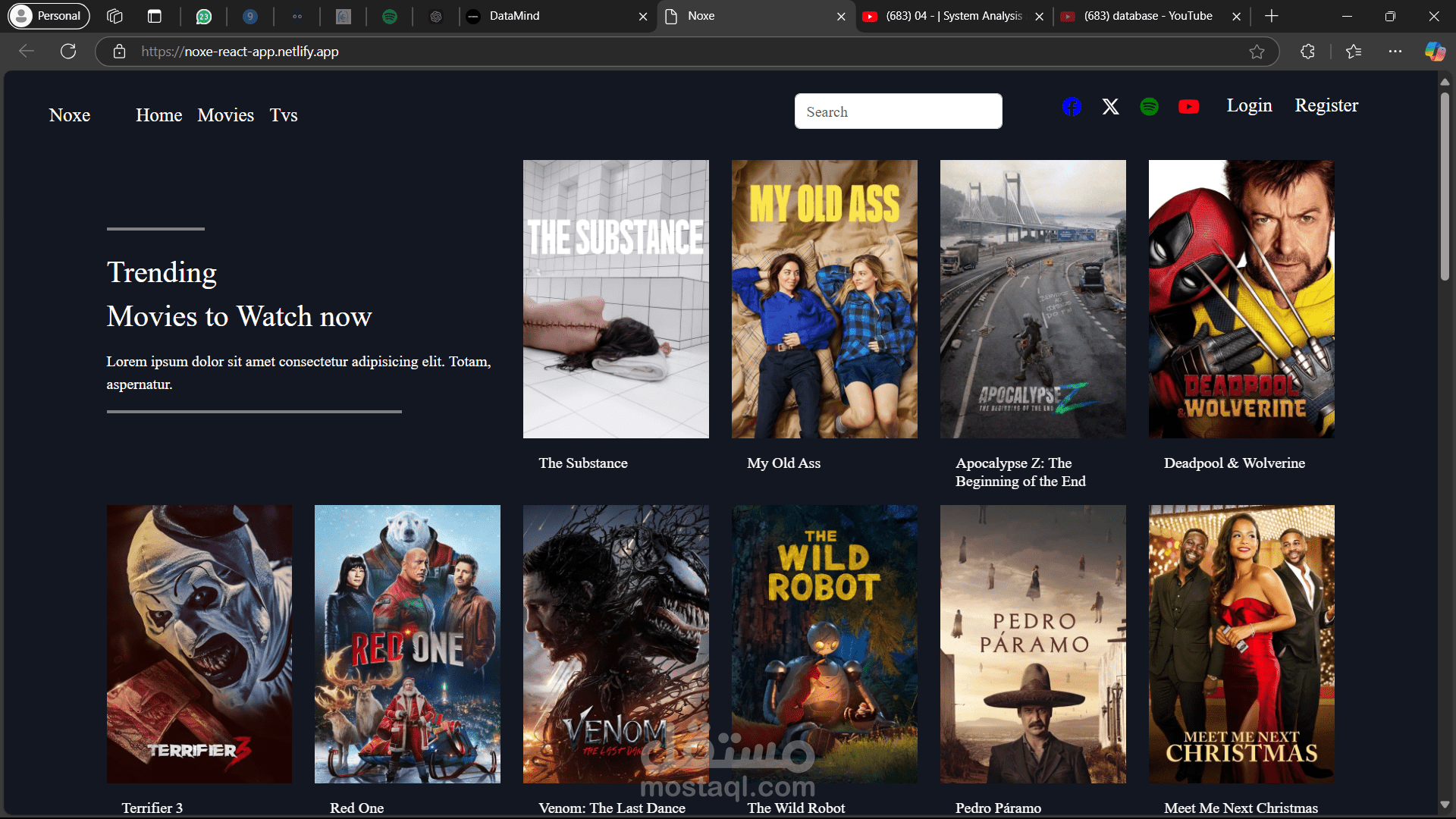 Noxe movies and TV Shows website