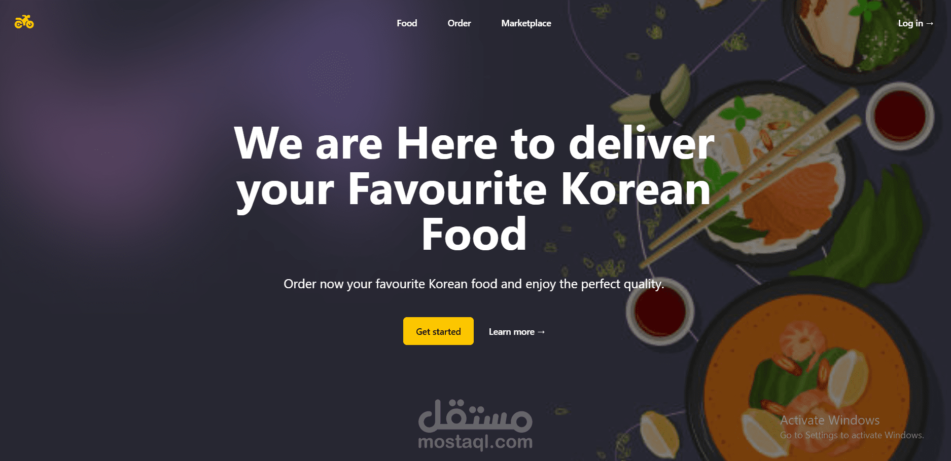 صفحه هبوط لبيع اكل كوري (Korean food)