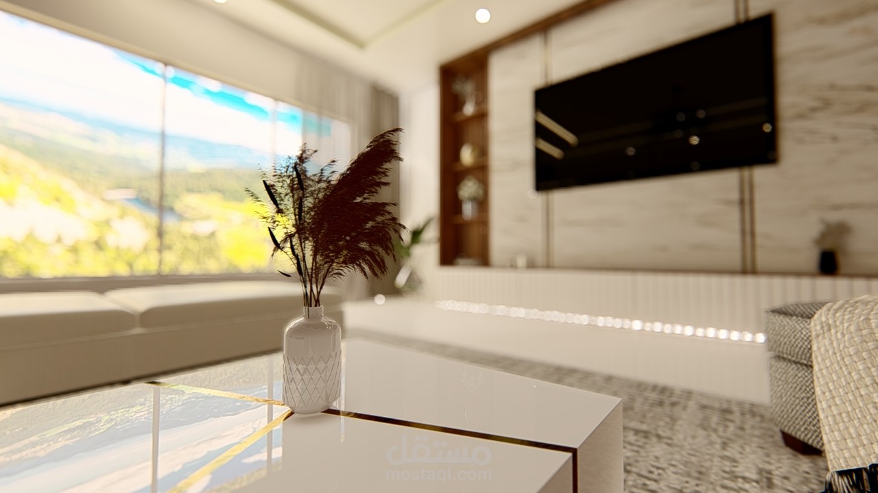 تصميم داخلي لغرفة معيشة