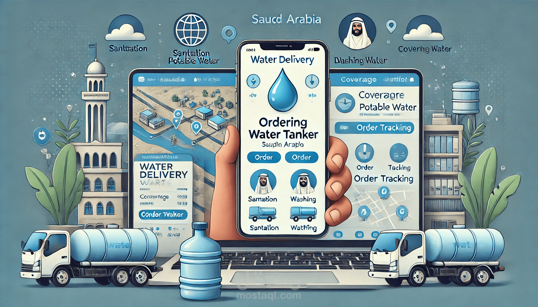 تطبيق توصيل خزانات المياه