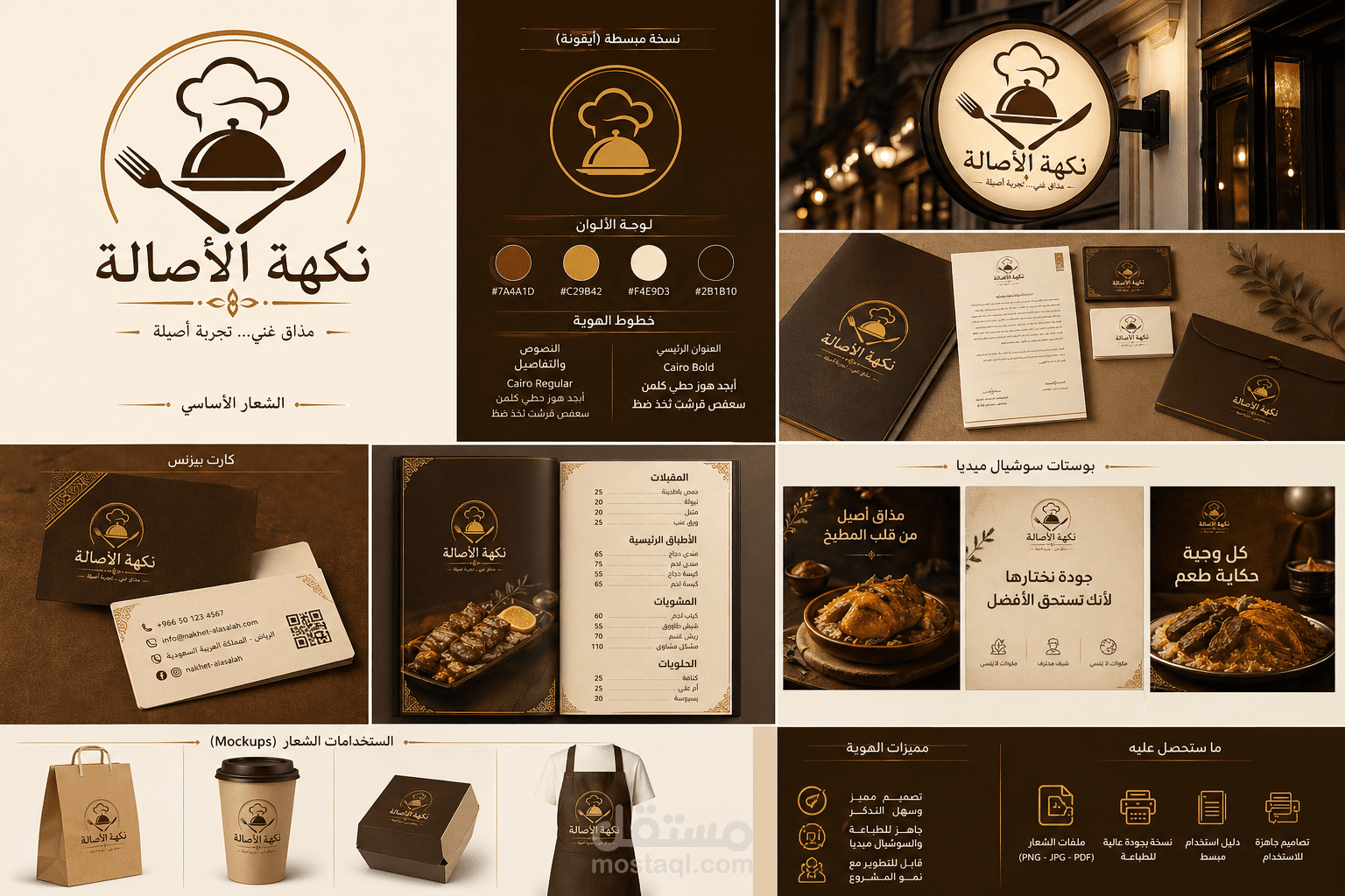 تصميم هوية بصرية احترافية لمطعم بطابع فاخر وأصيل