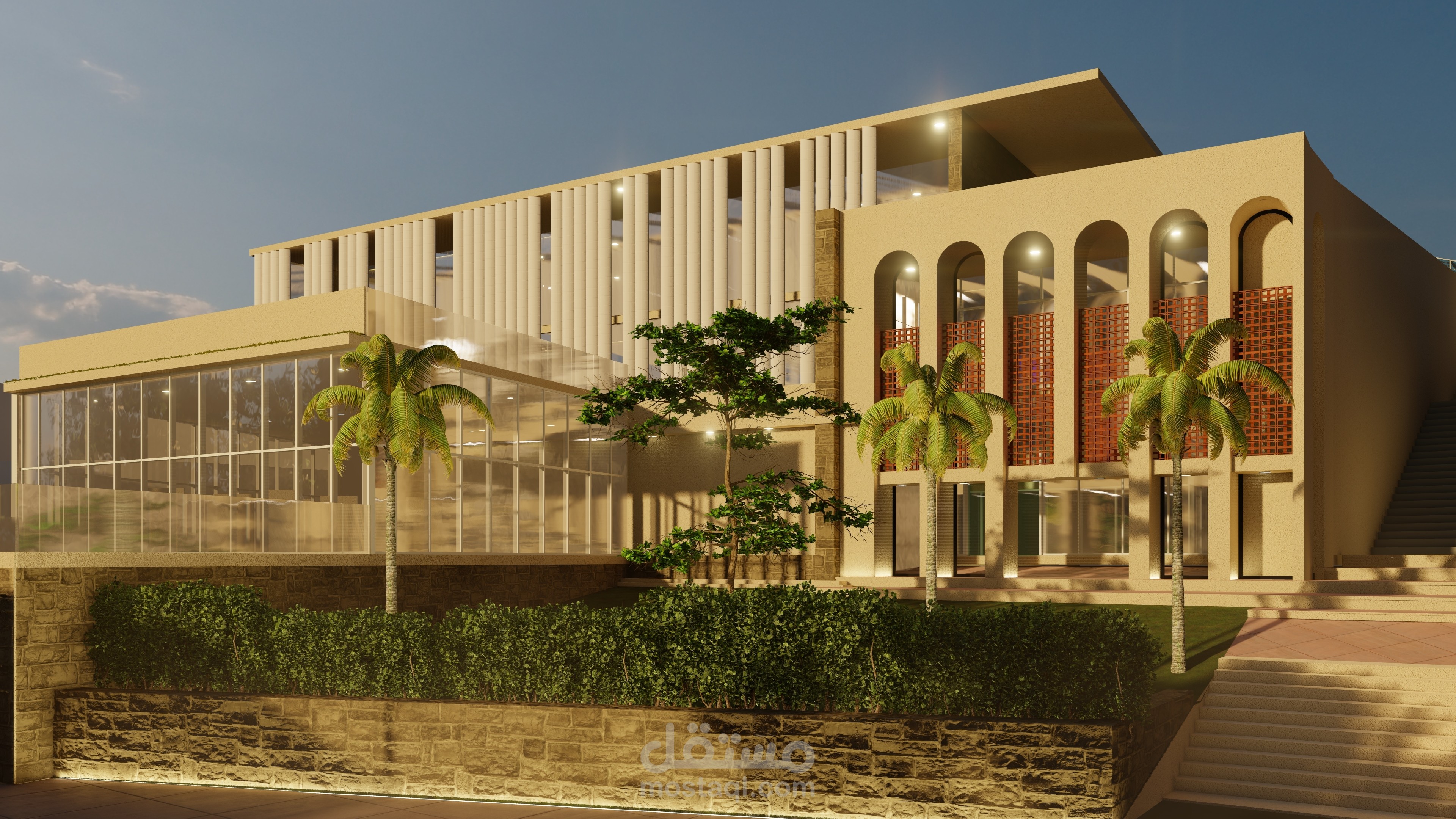 تصميم مشروع مركز  ابحاث و تطوير الزراعي و الاظهار المعماري 3D