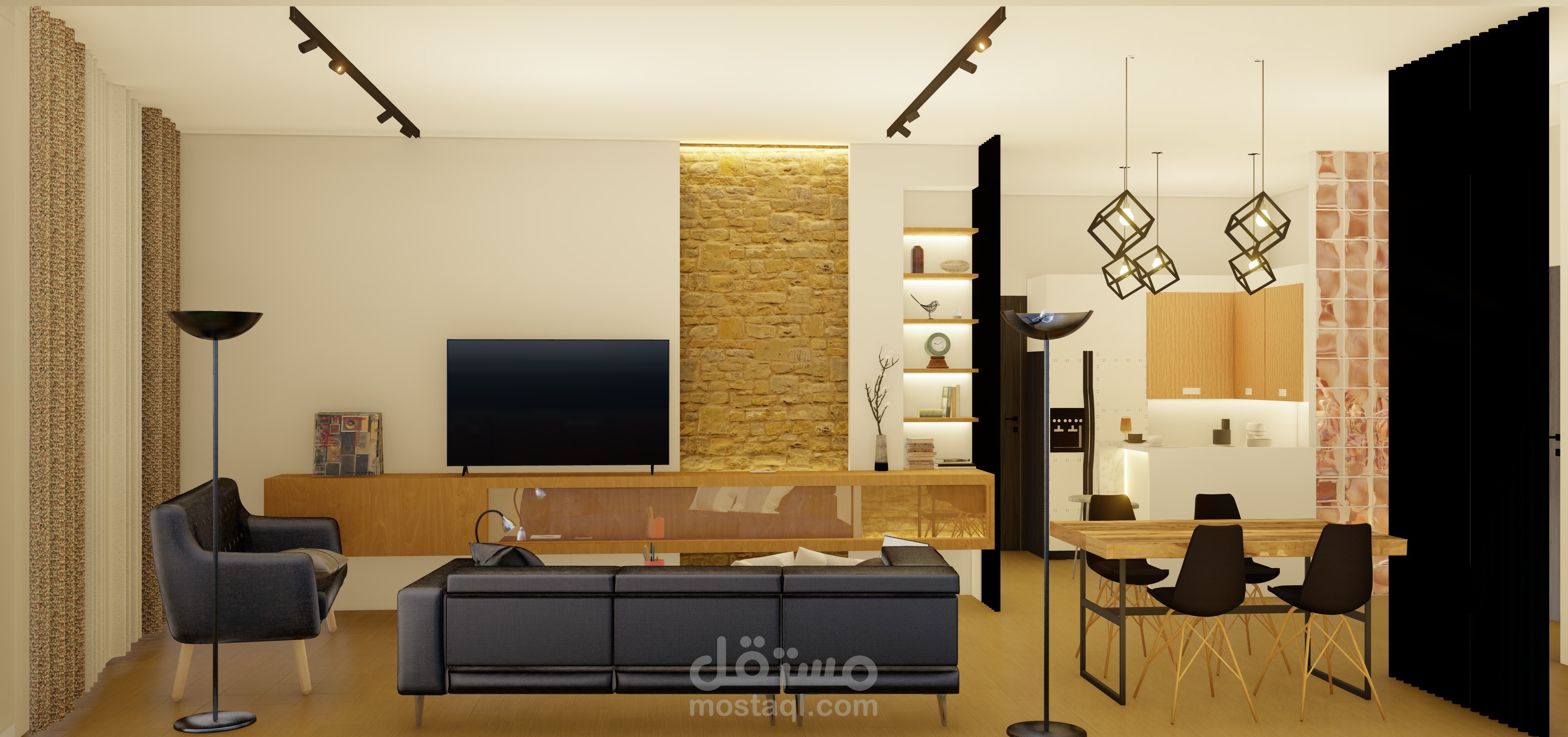 تصميم داخلي لشقة سكنية ذات مساحة 78متر مربع