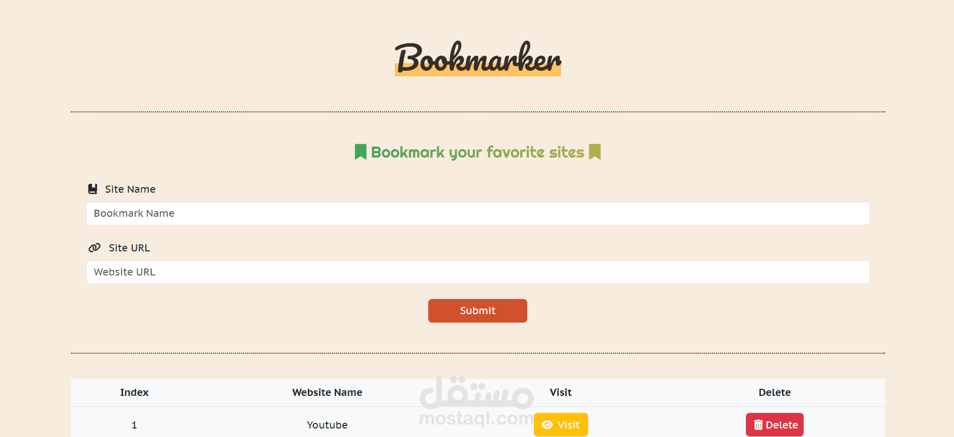 تصميم موقع لحفظ الروابط بواجهة سهلة HTML وBootstrap وJS