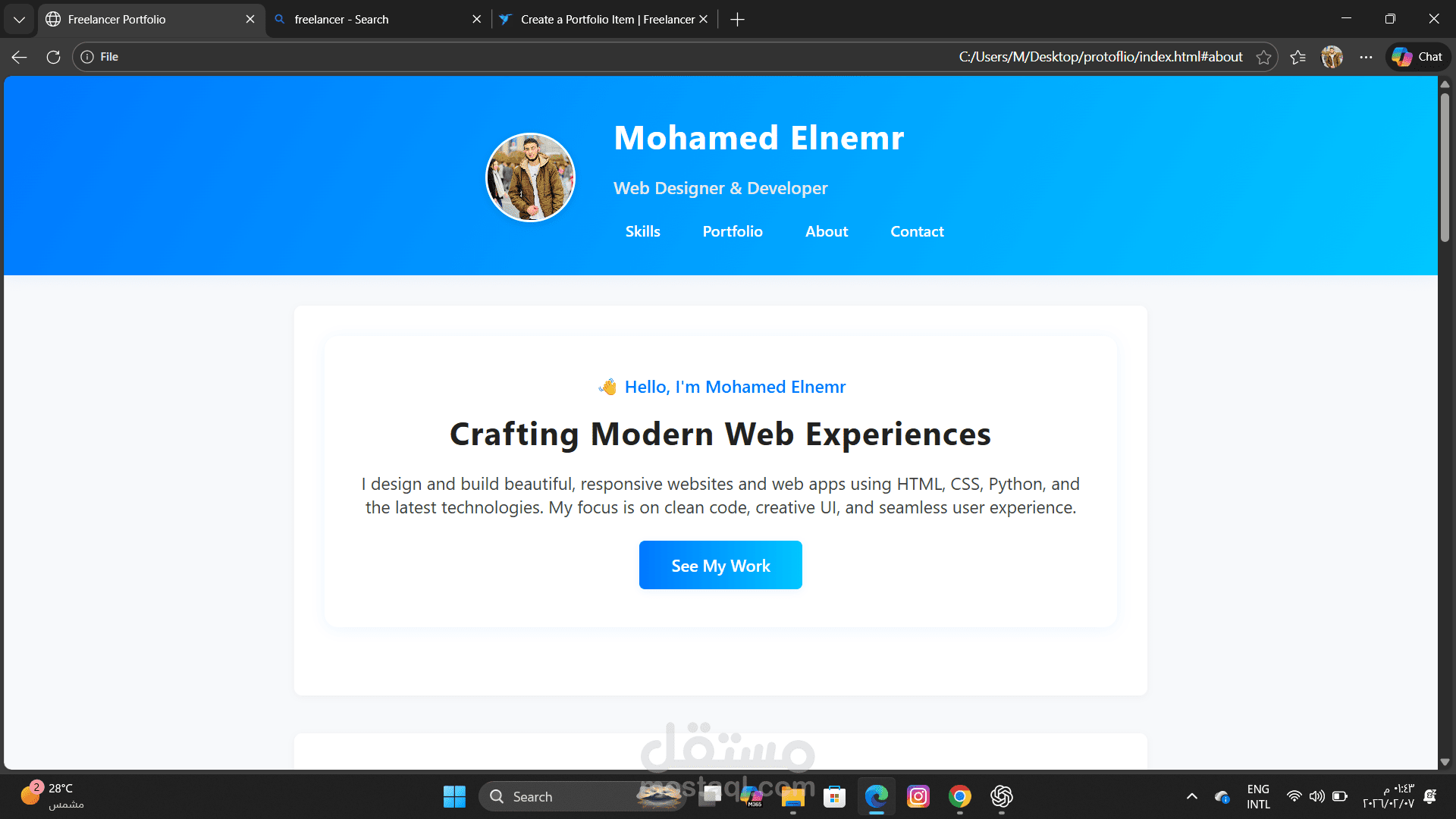 Personal Portfolio Website – Web Designer & Developer