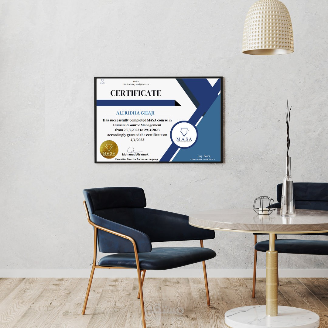 تصميم شهادة اكمال كورس لشركة تدريب