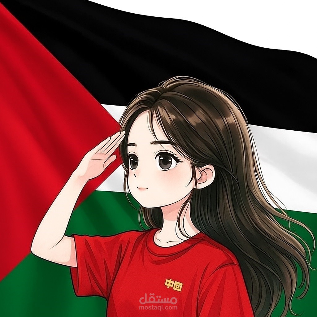 صممت بنت صغيرة تحيى علم فلسطين