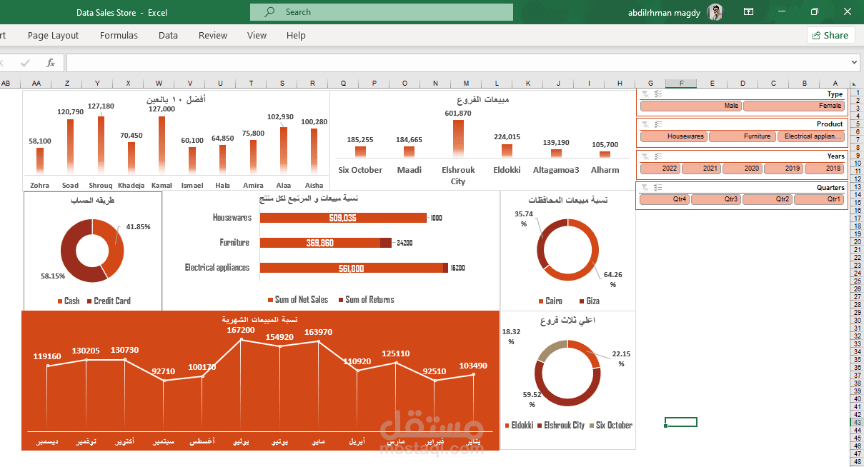 تحليل البيانات باستخدام EXCEL