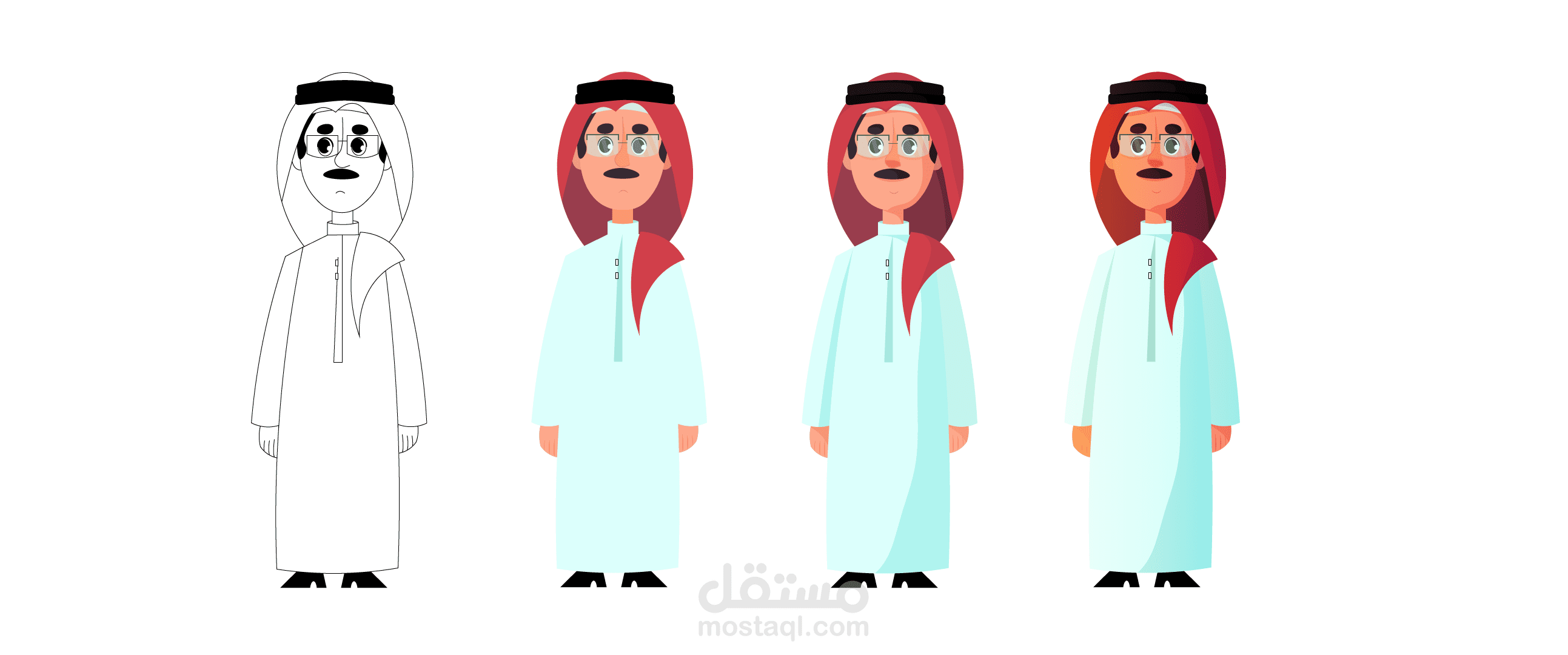رسم رجل بطابع كرتوني بهيأة سعودية