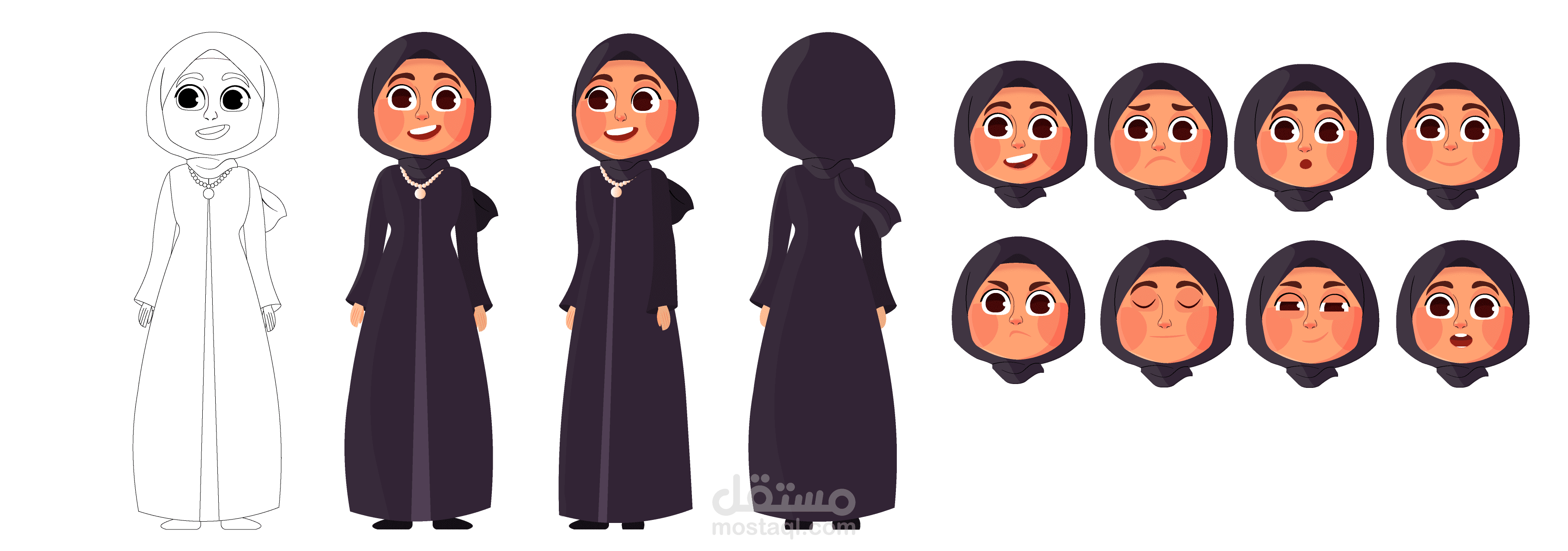 رسم شخصية امرأة محجبة