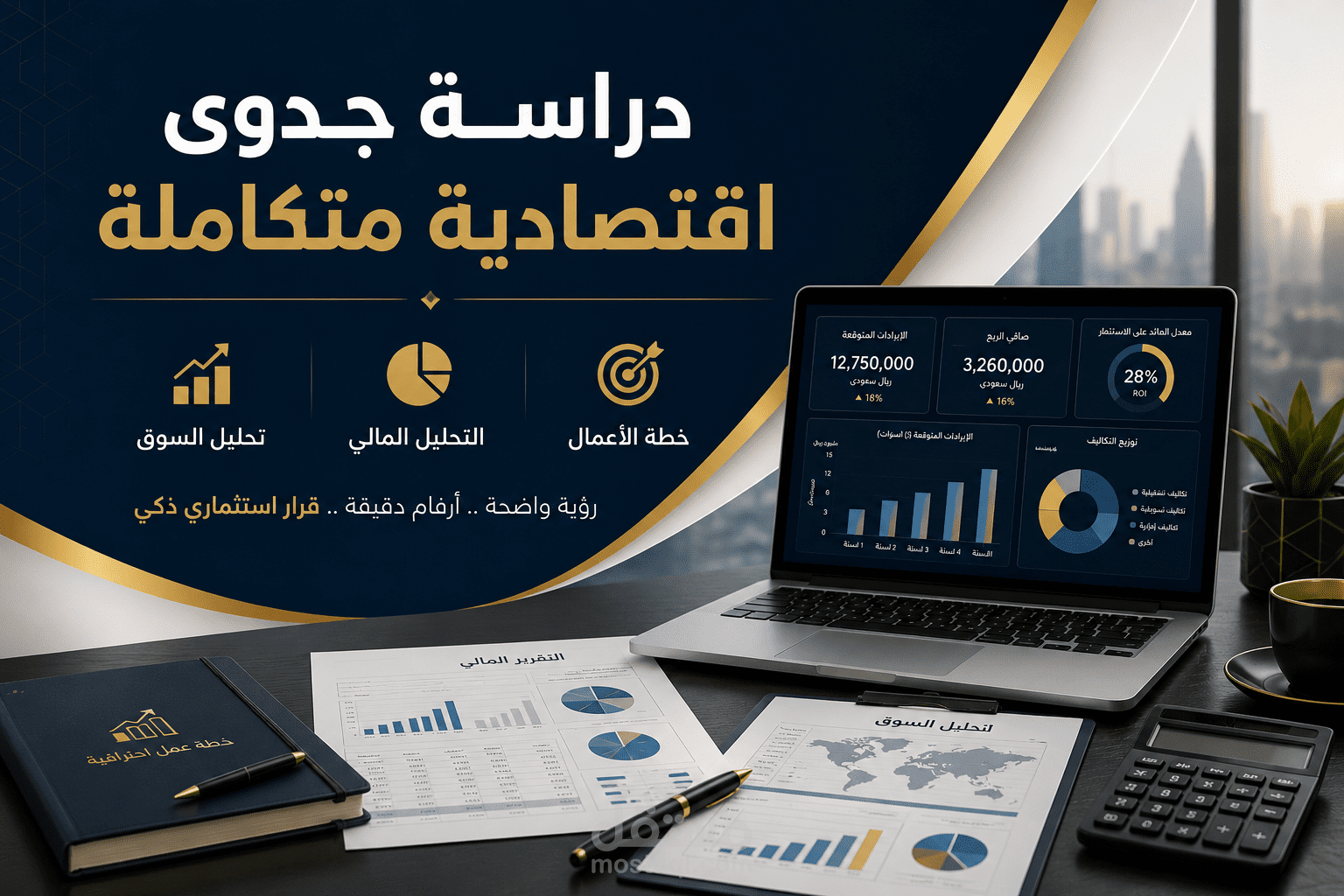 نموذج احترافي لدراسة جدوى اقتصادية وتحليل مالي
