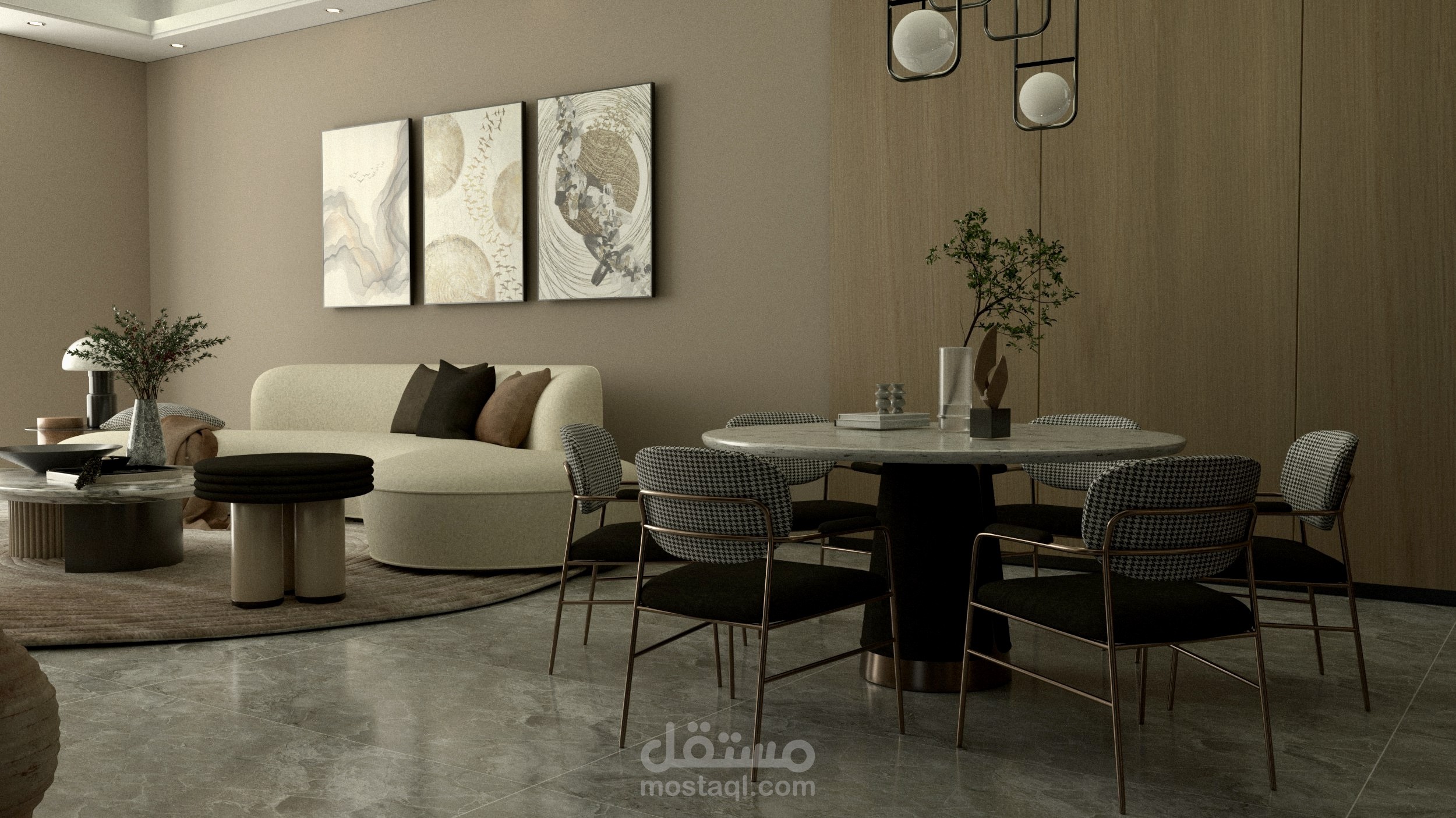 تصميم داخلي لغرفة معيشة