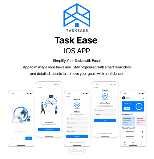 تصميم واجهة تطبيق (تسهيل المهام) UI/UX ( iOS  APP) - Task Ease