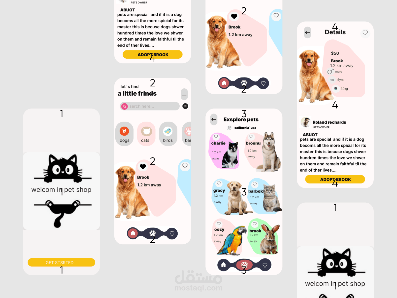 تصميم UX/UI تطبيقPETADABT