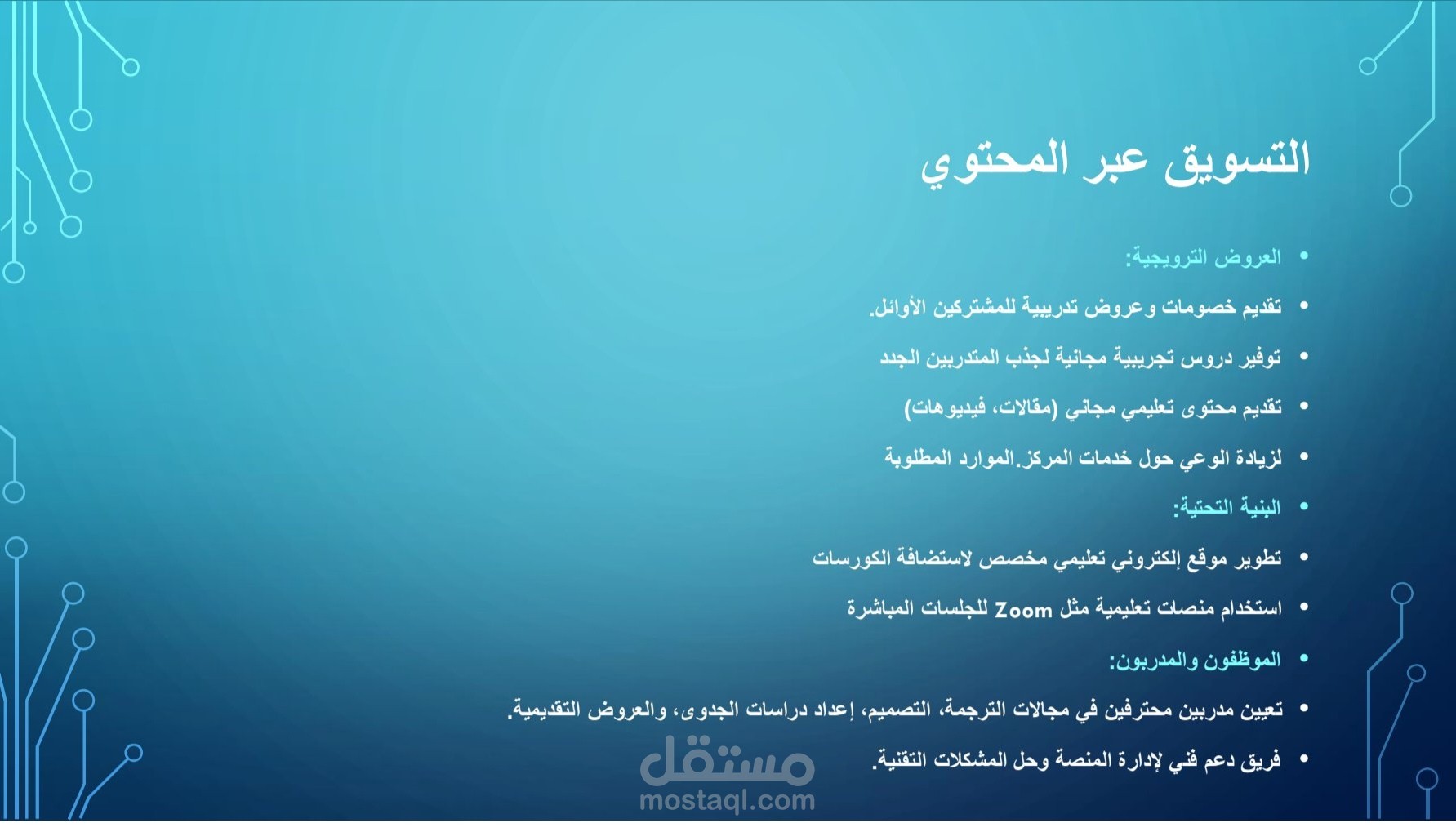 دراسة جدوي مركز تدريب اونلاين