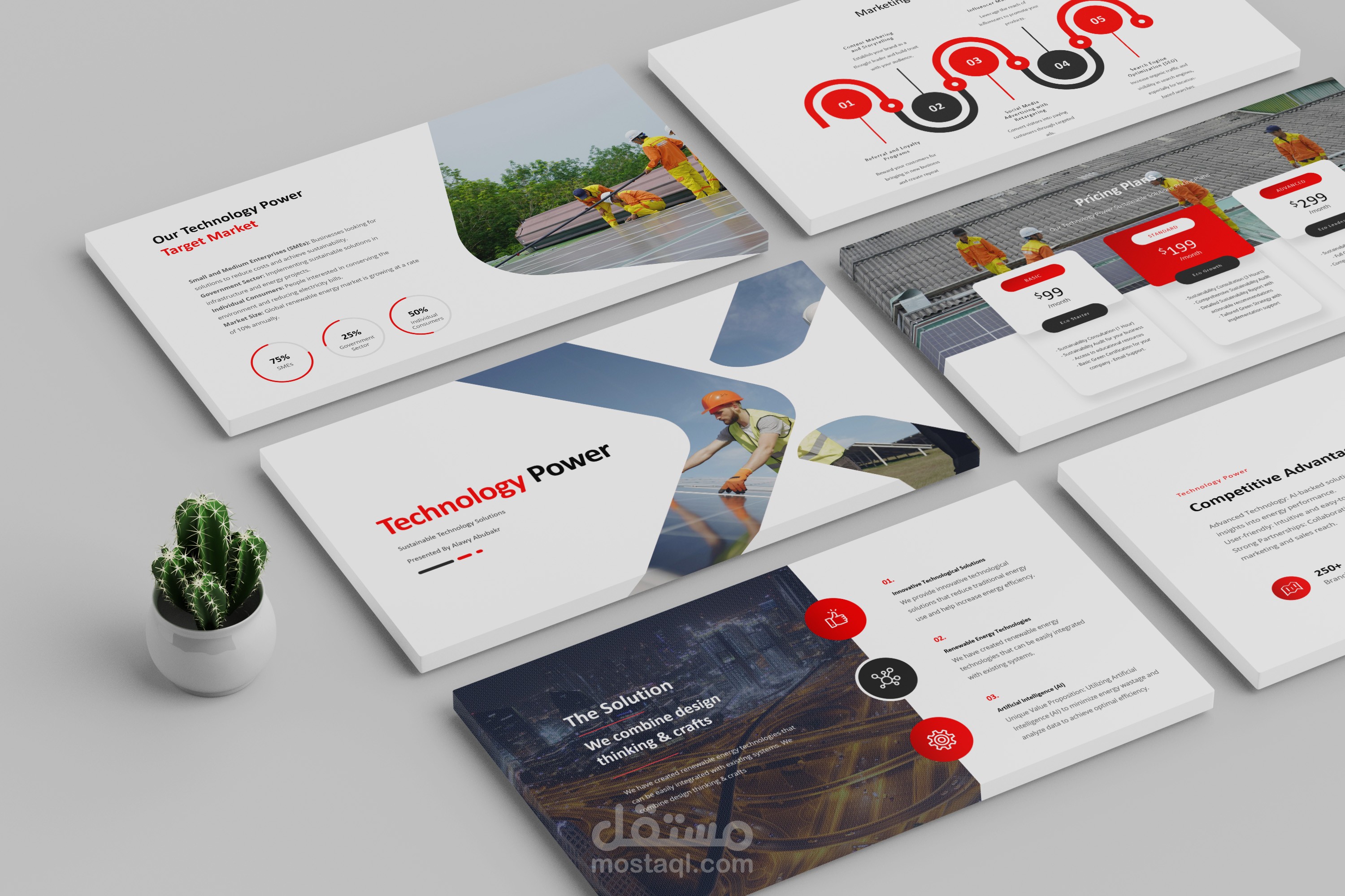 ملف Pitch Deck احترافي بتصميم عصري وأنيق للشركات الناشئة.