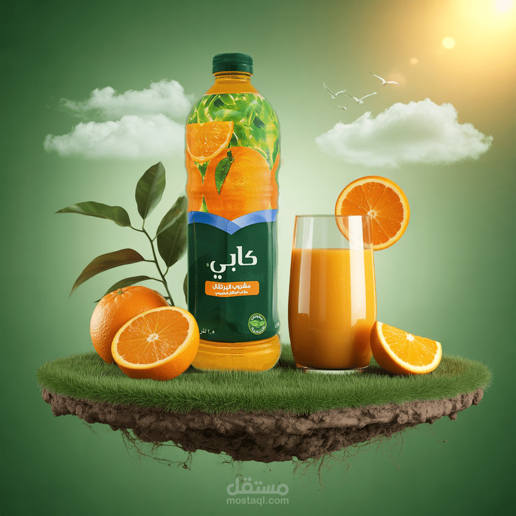 تصميم بوست لعصير كابي بنكهة البرتقال.