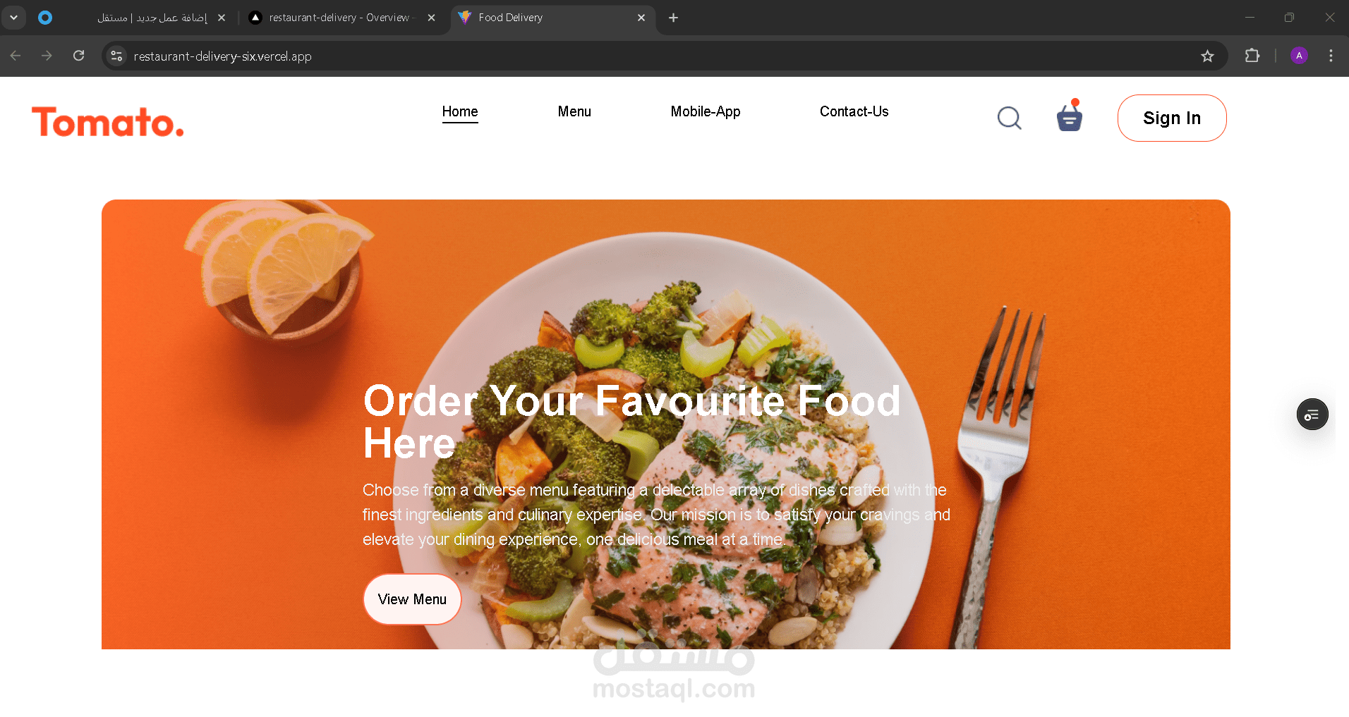 food delivery website
