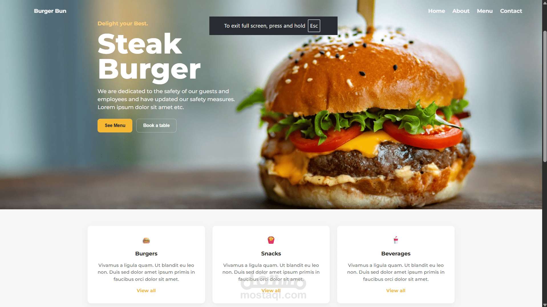 Burger Bun – Restaurant Website