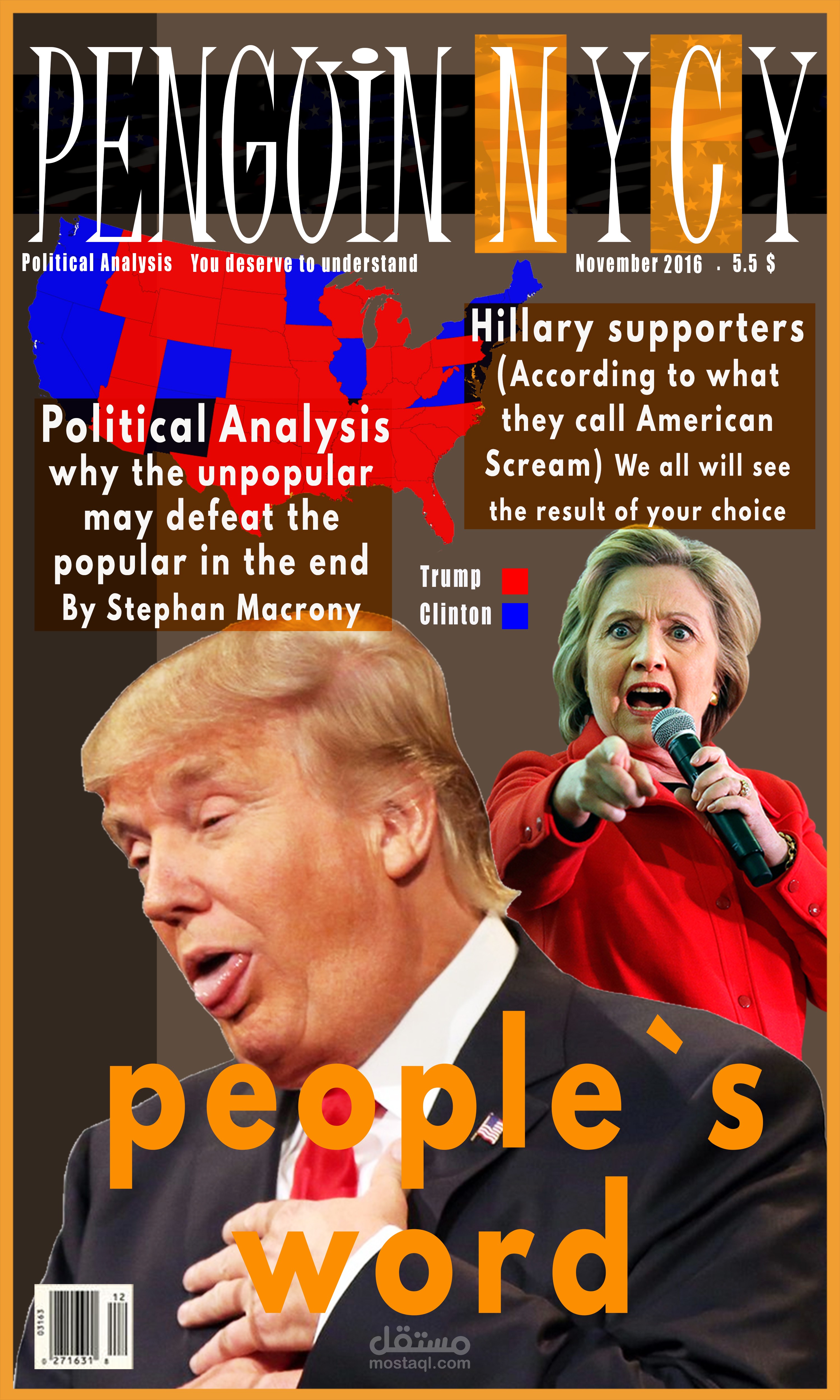 Design a cover for political American magazine