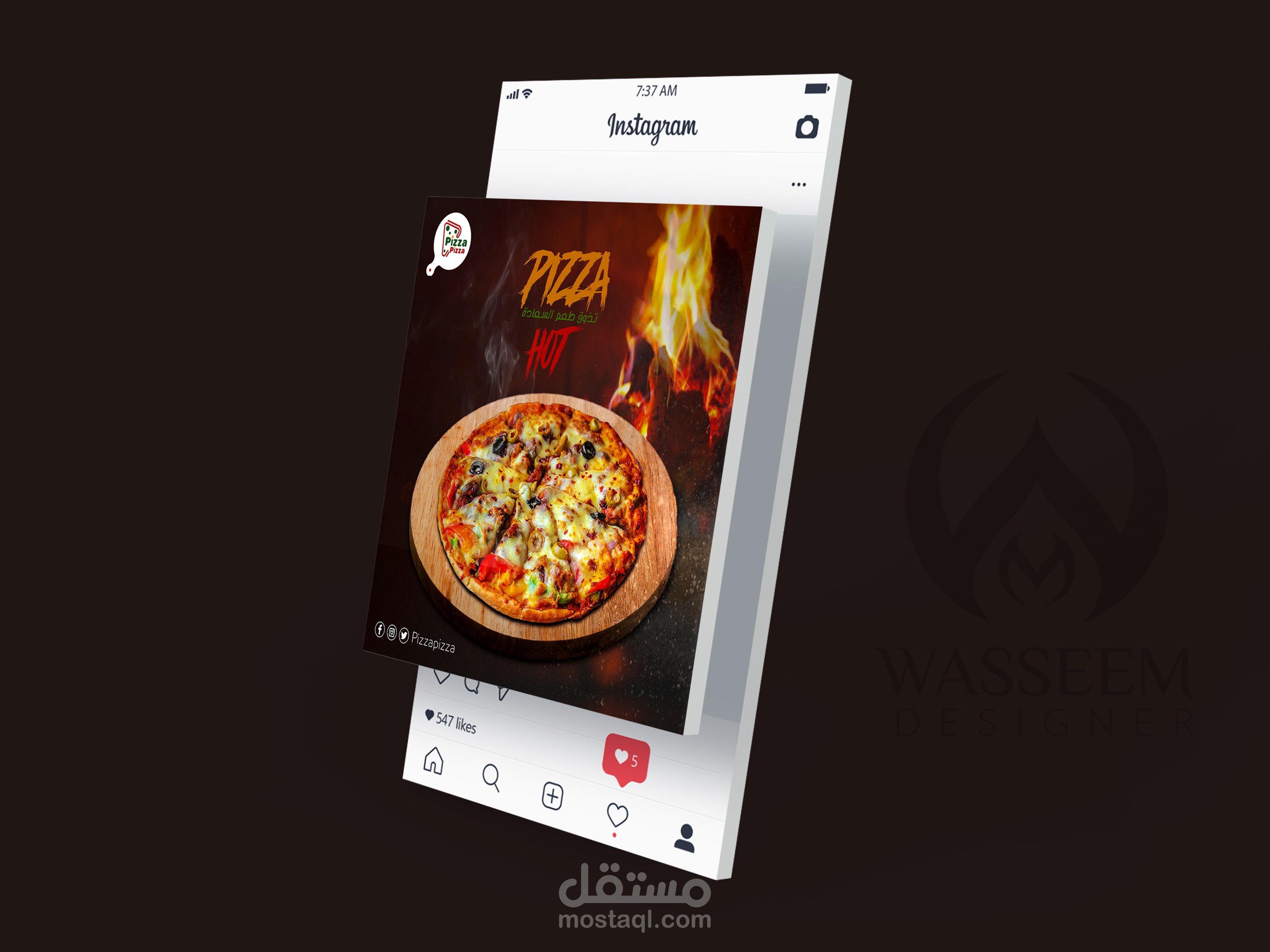 تصميم سوشيال ميديا اعلاني جذاب -  social media design PIZZA PIZZA
