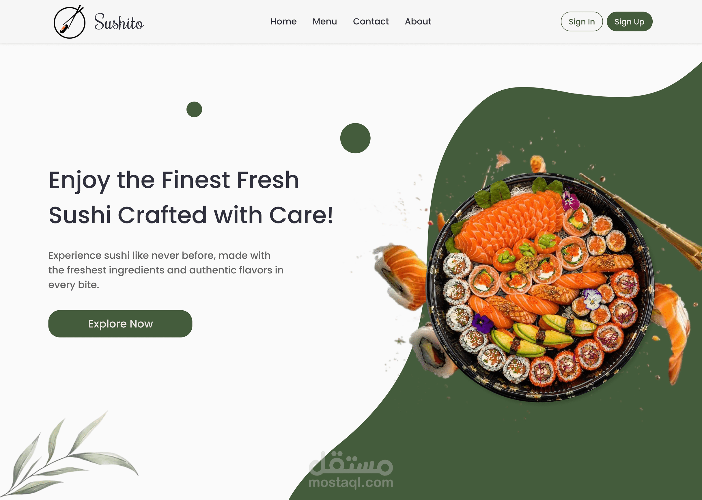 Sushito website - landing page
