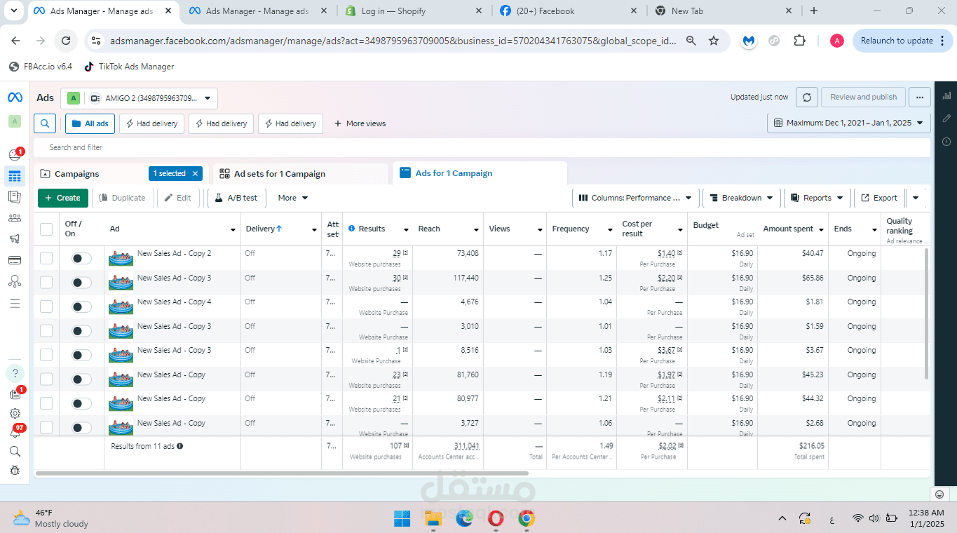 ادارة حملات اعلانية لمتجر الكتروني