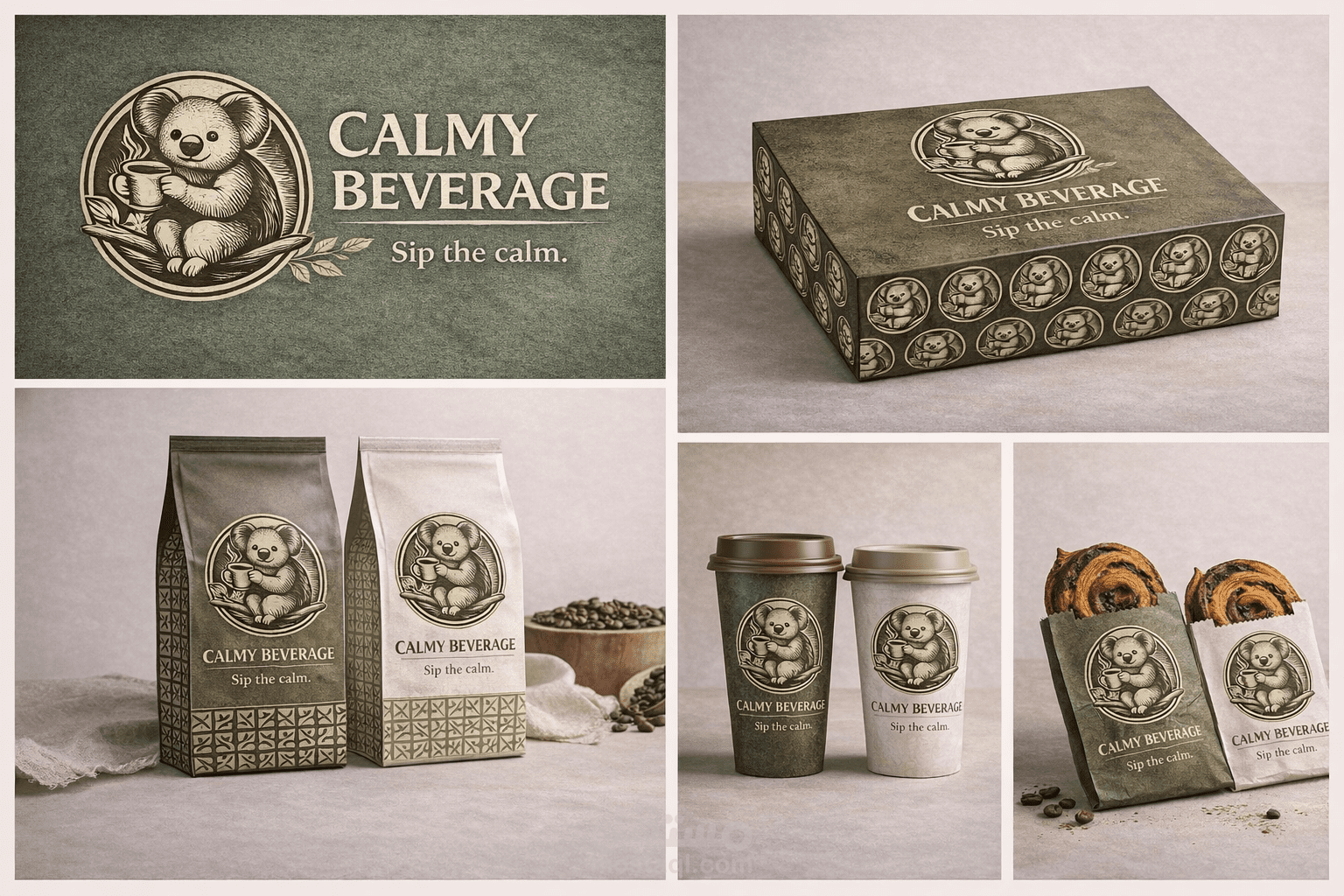 Calmy Beverage – تصميم هوية بصرية وتغليف