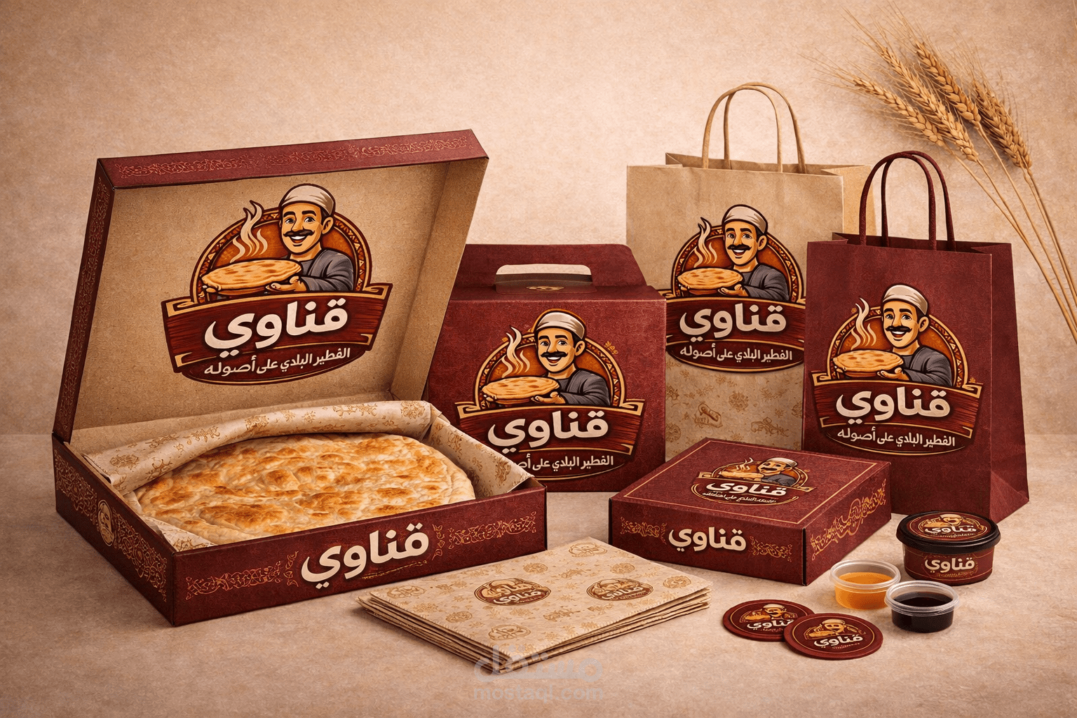 "تصميم هوية بصرية لمطعمك مستوحاة من التراث المصري: شعار، تغليف، ومنيو متكامل" ✅