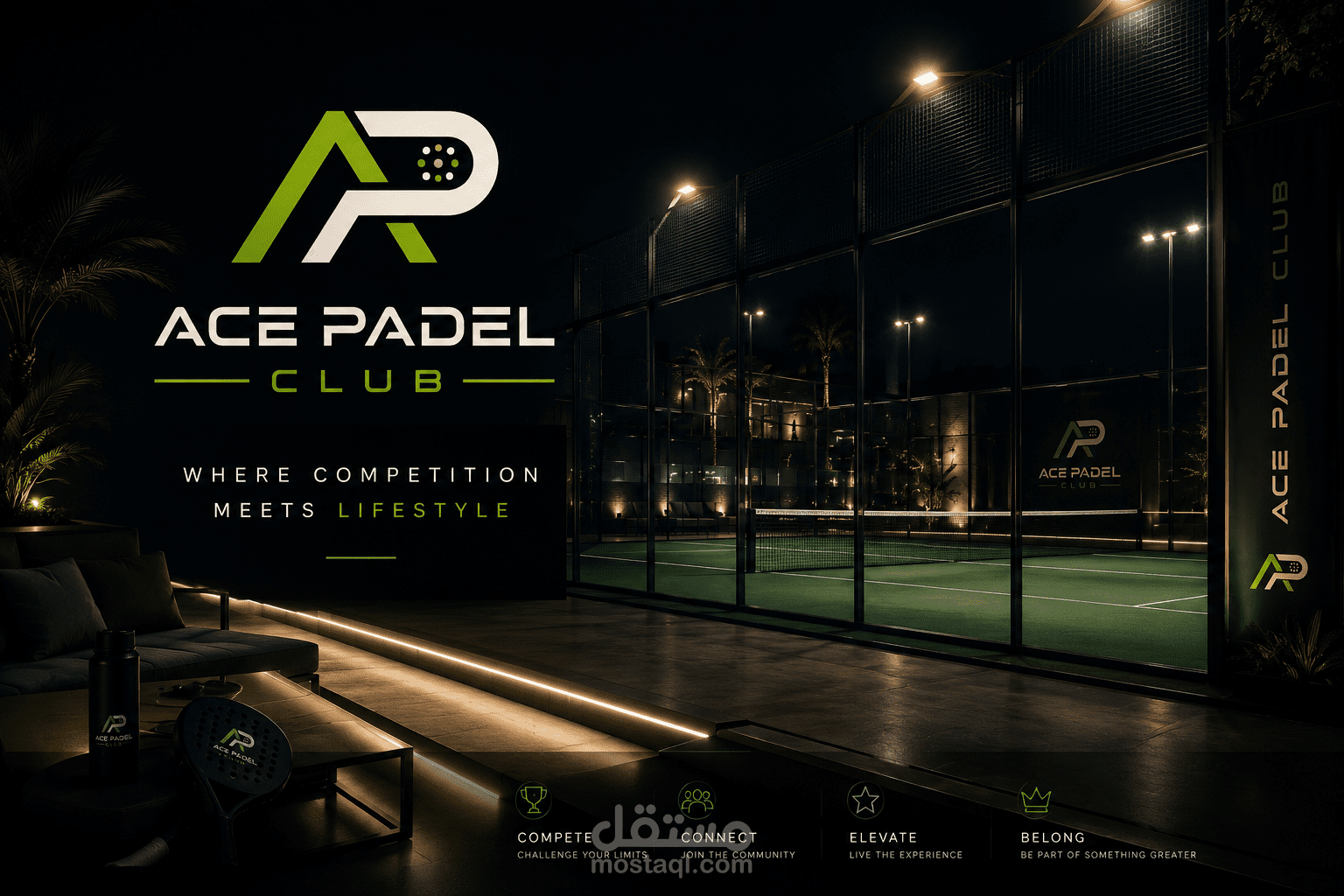 "هوية بصرية لنادي ACE PADEL — حين تصبح الرياضة علامة تجارية"