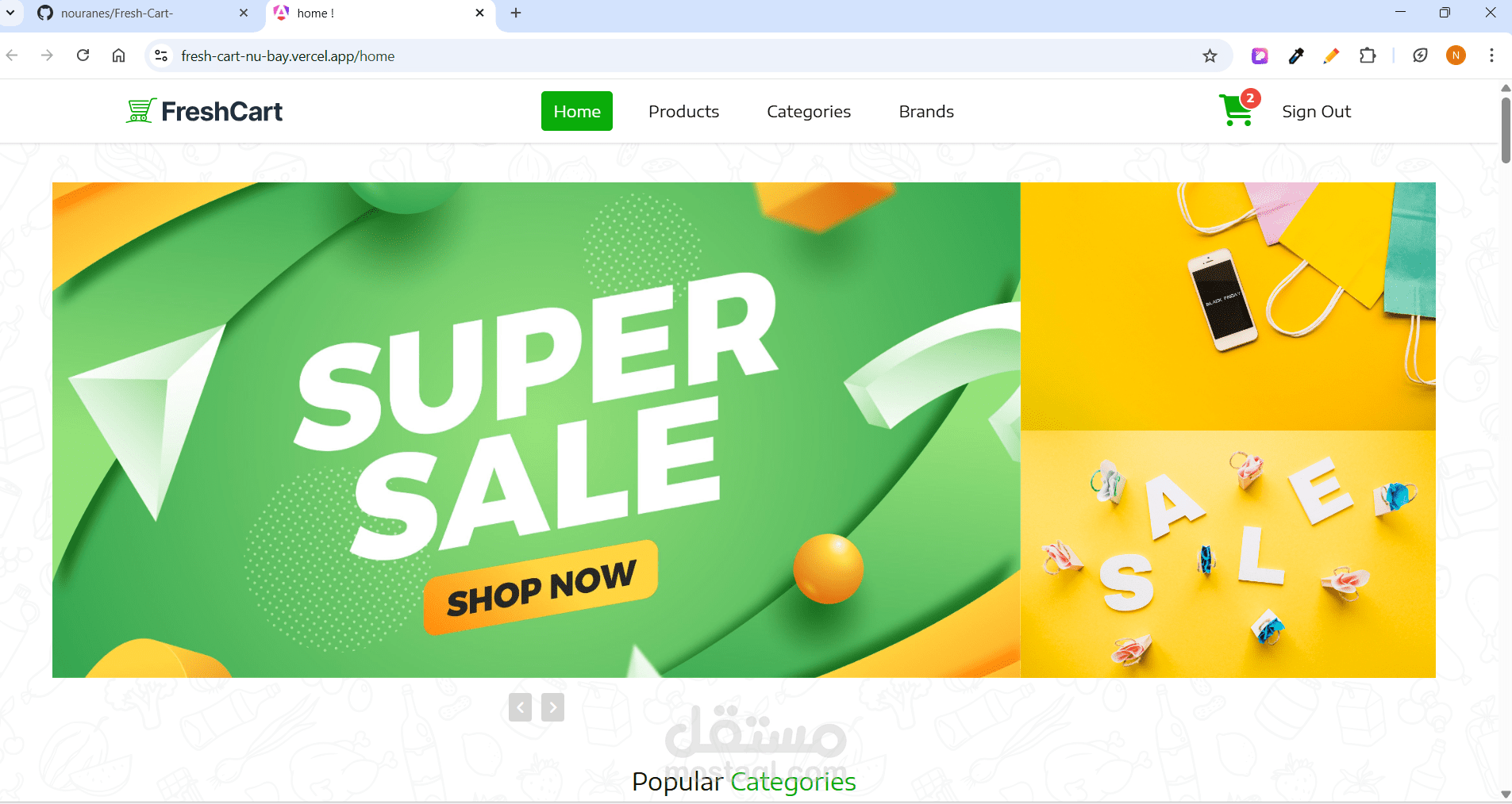 Fresh Cart - موقع تجارة إلكترونية للتسوق أونلاين