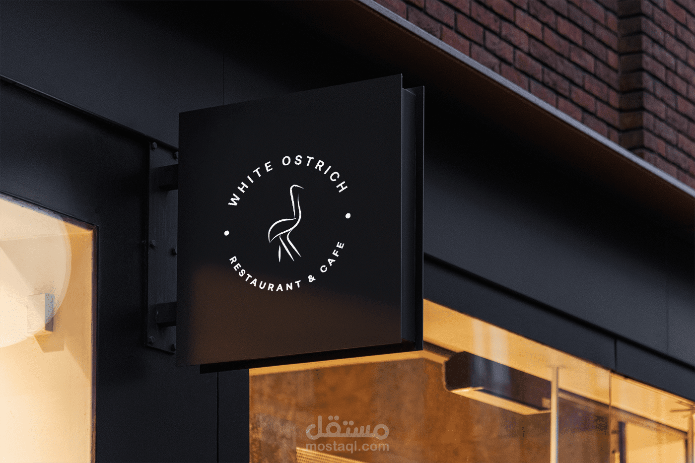 White Ostrich Restaurant Logo & Branding Identity