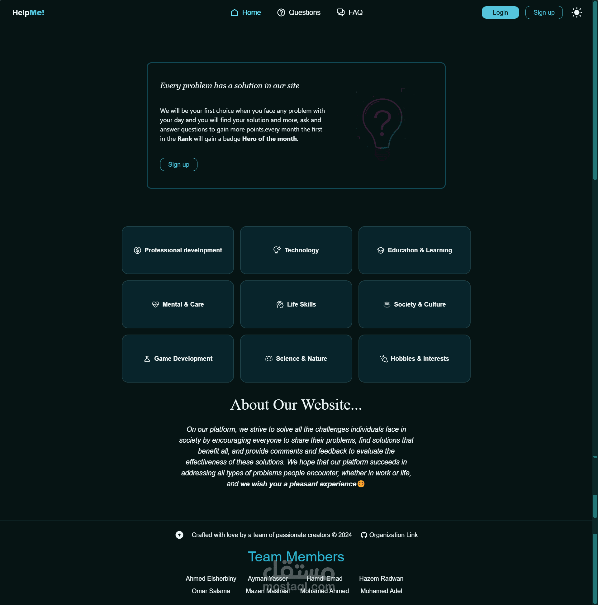 Help-Me questions website