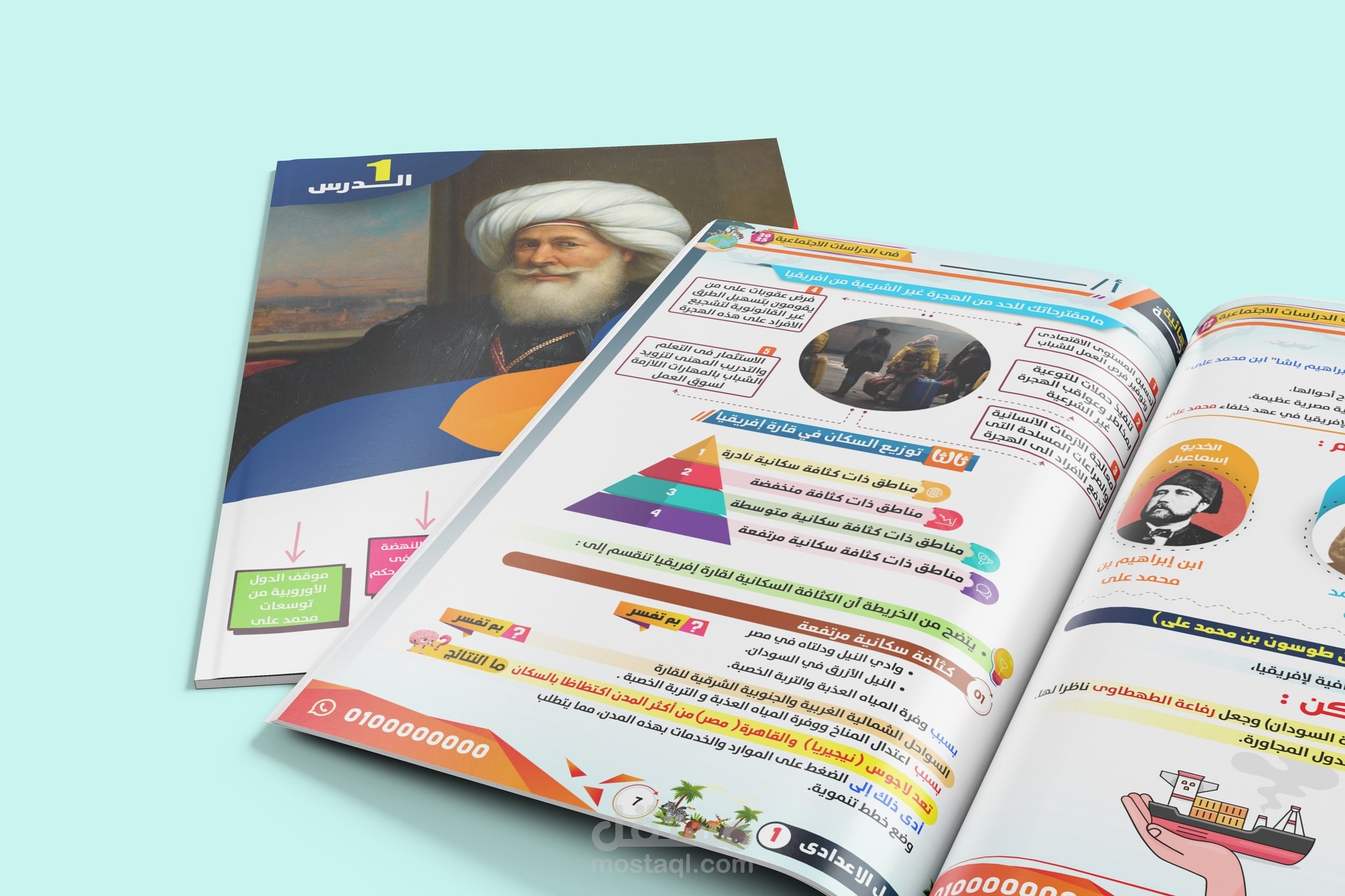 تصميم وتنسيق كتاب دراسات اجتماعية للمرحلة الإعدادية باستخدام Adobe InDesign وIllustrator