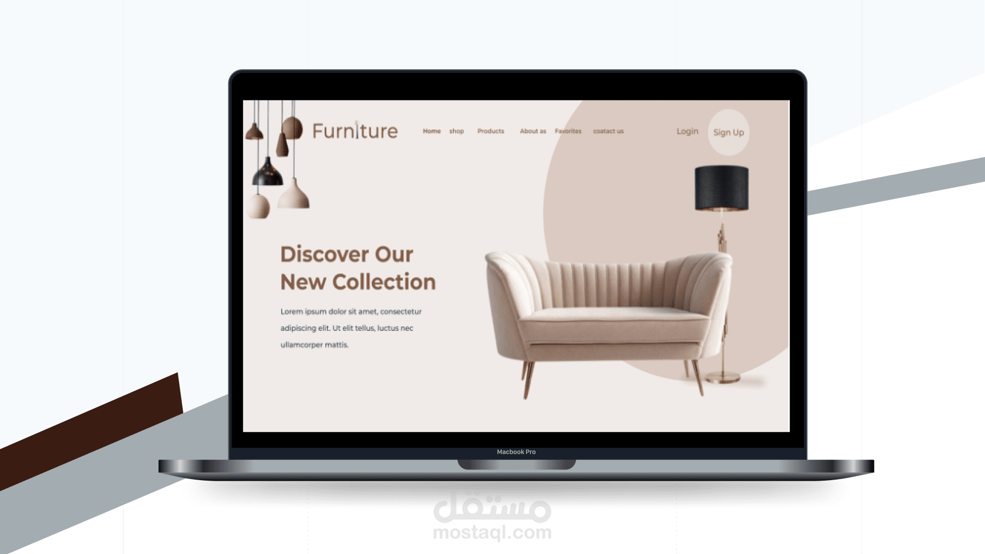 تصميم صفحة هبوط لمتجر  أثاث " furniture"