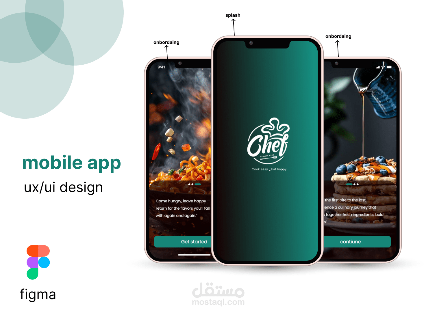 تصميم تطبيق موبايل لمطعم "chef"