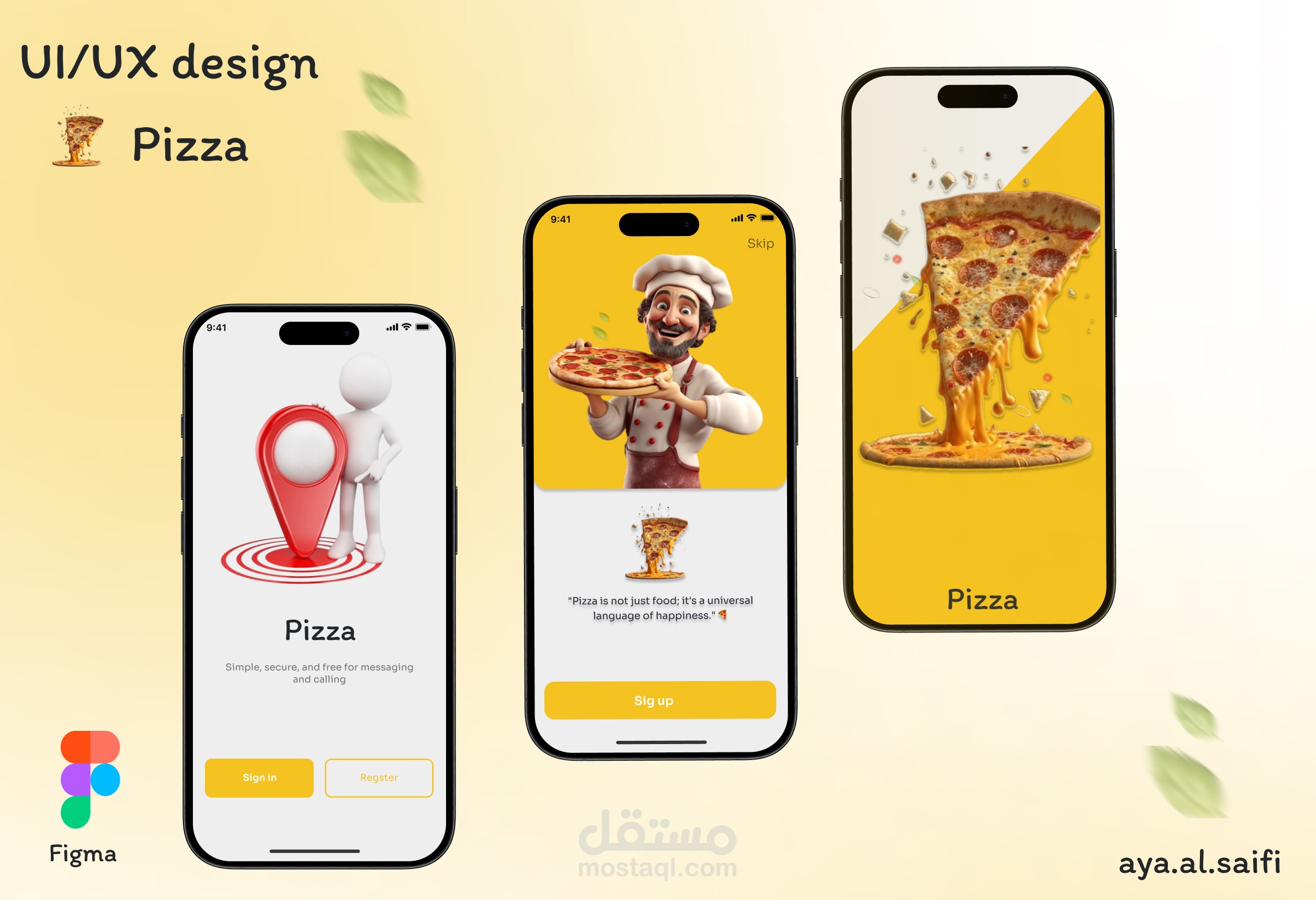 تصميم تطبيق مطعم توصيل بيتزا "Pizza"