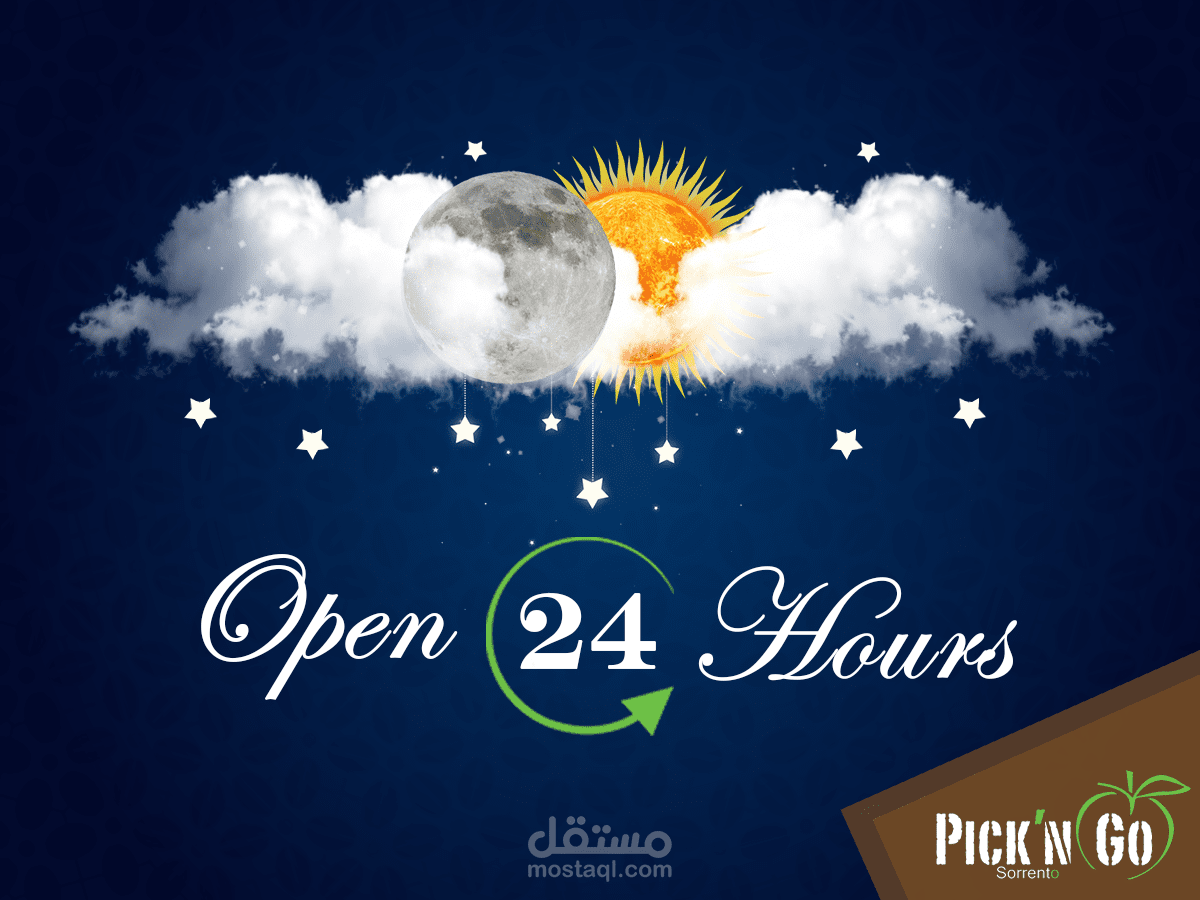 تصميم سوشيال ميديا لمقهي مفتوح 24 ساعة