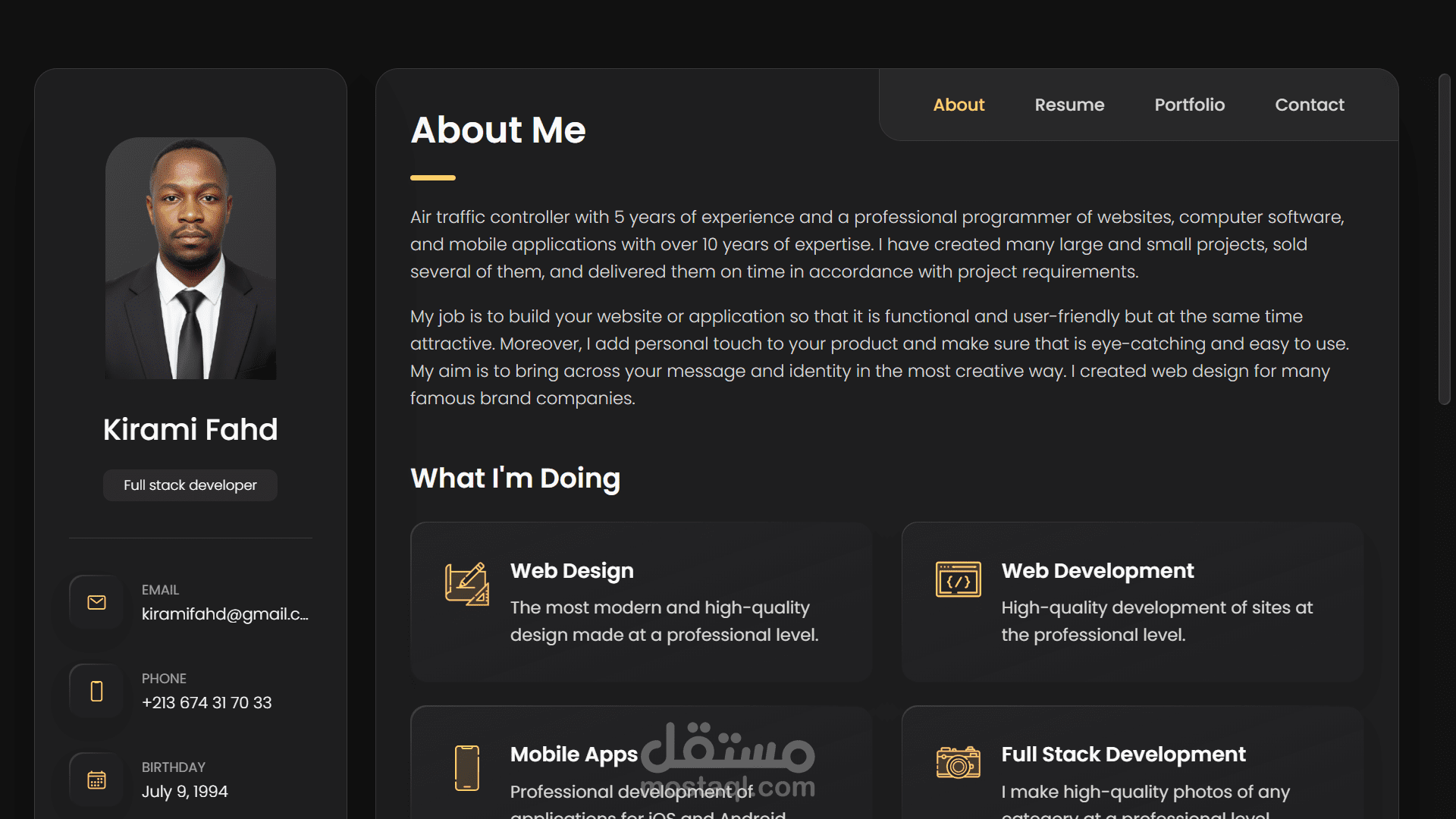 Portfolio بورتفوليو إلكتروني احترافي بمقاييس عالمية