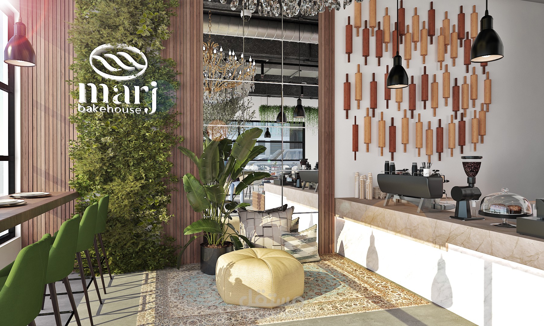 تصميم داخلي لمخبز  - Interior design for a bakery