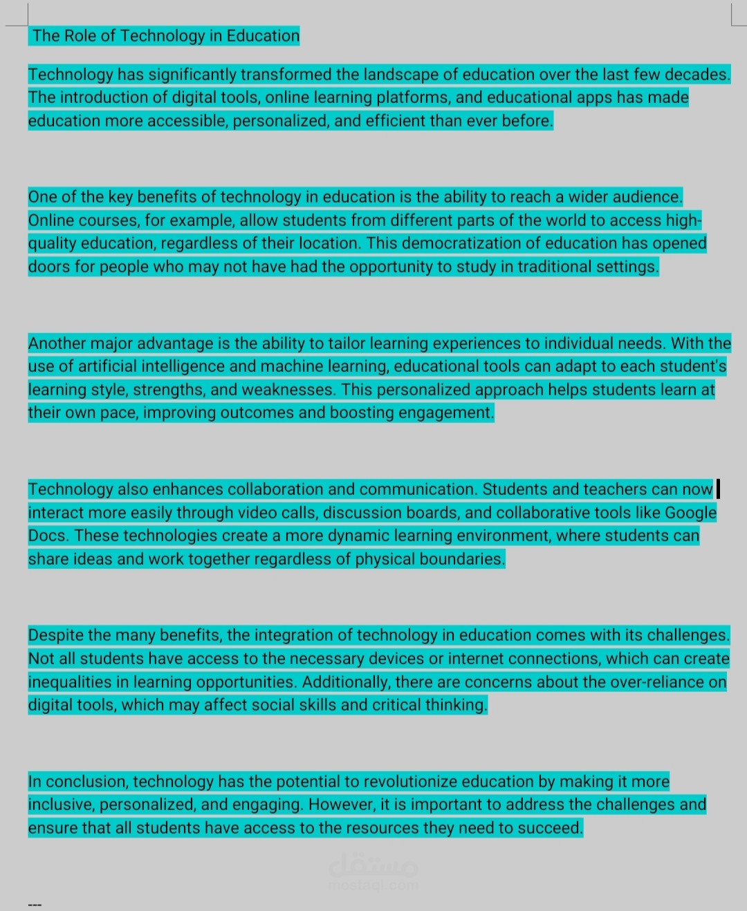 The Role of Technology in Education