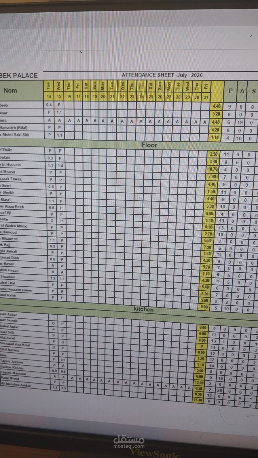 attendance sheet