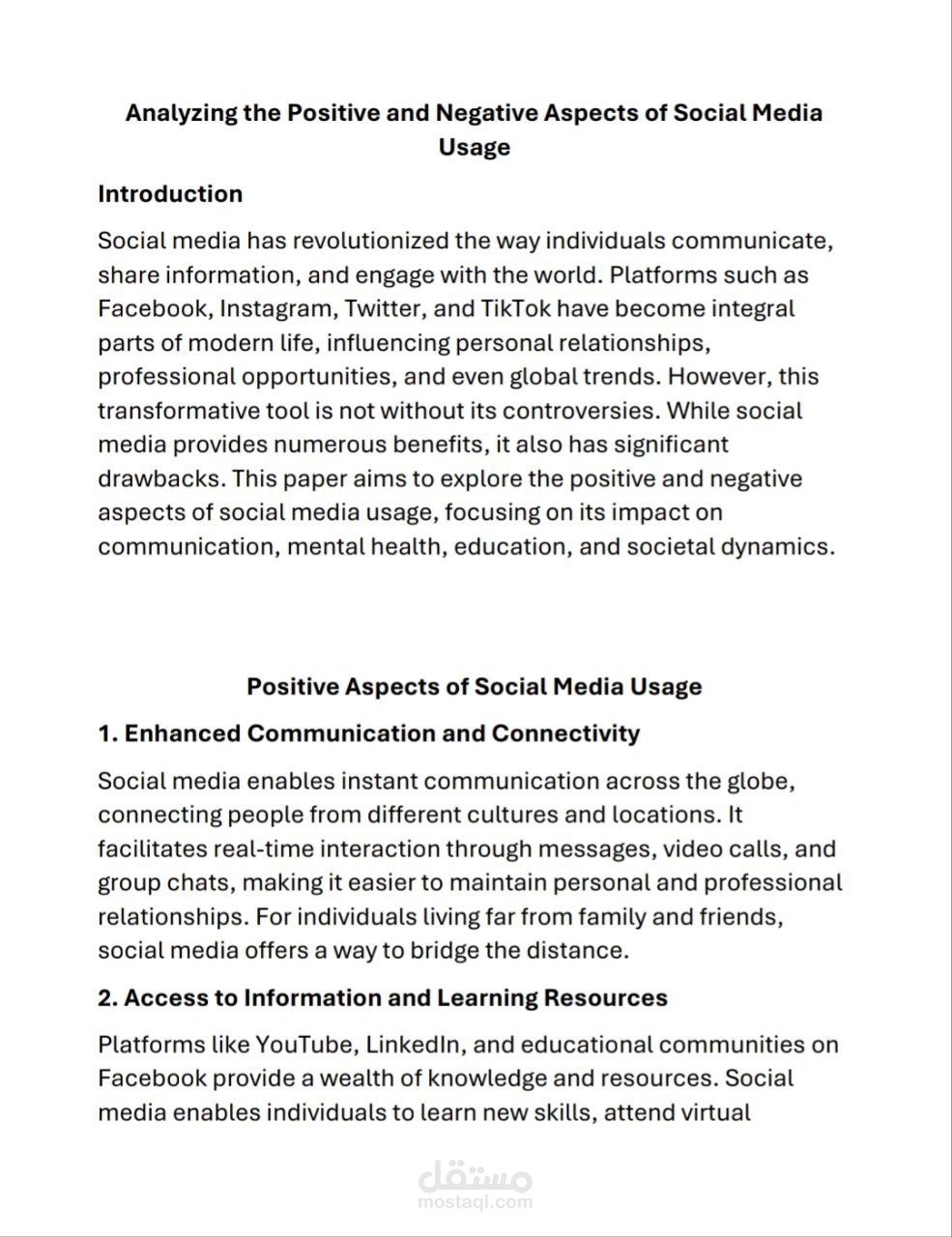 Analyzing the Positive and Negative Aspects of Social Media Usage