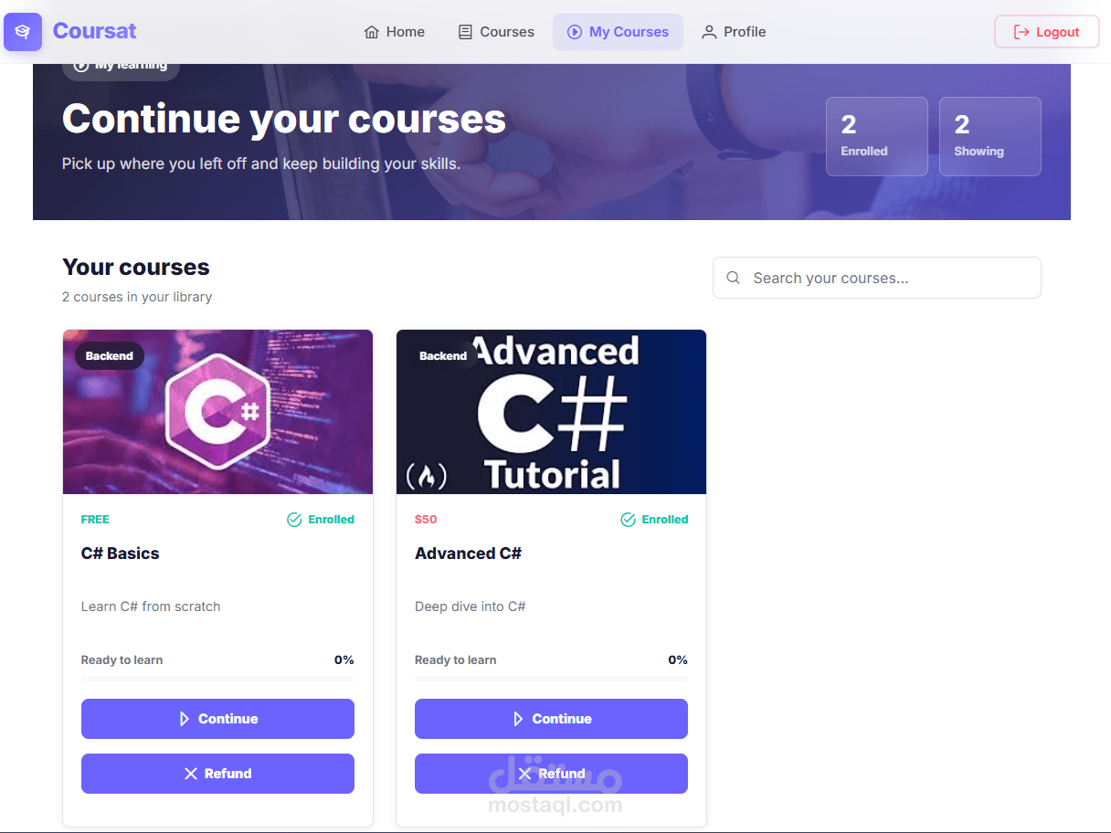 منصة كورسات تعليمية متكاملة | ASP.NET Core & Angular